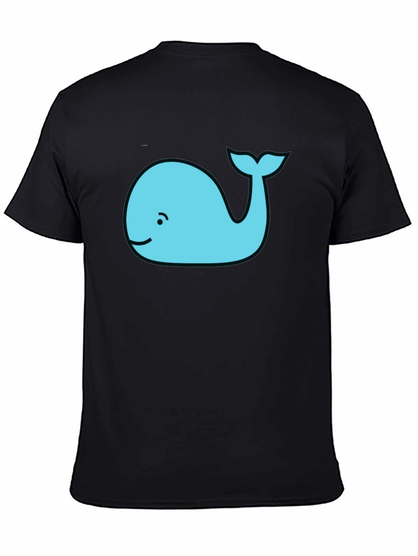 Cute Whale Graphic Tee - Black Cotton T-Shirt