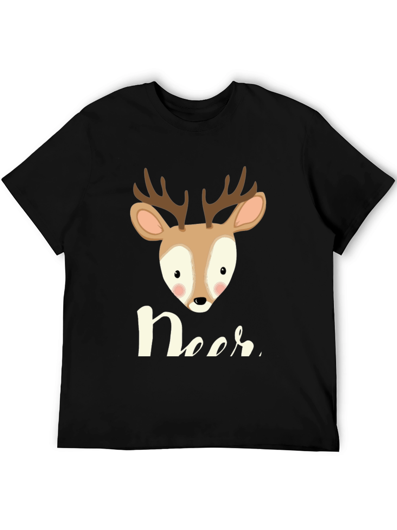 Cute Deer Graphic Tee - Mens Black T-Shirt