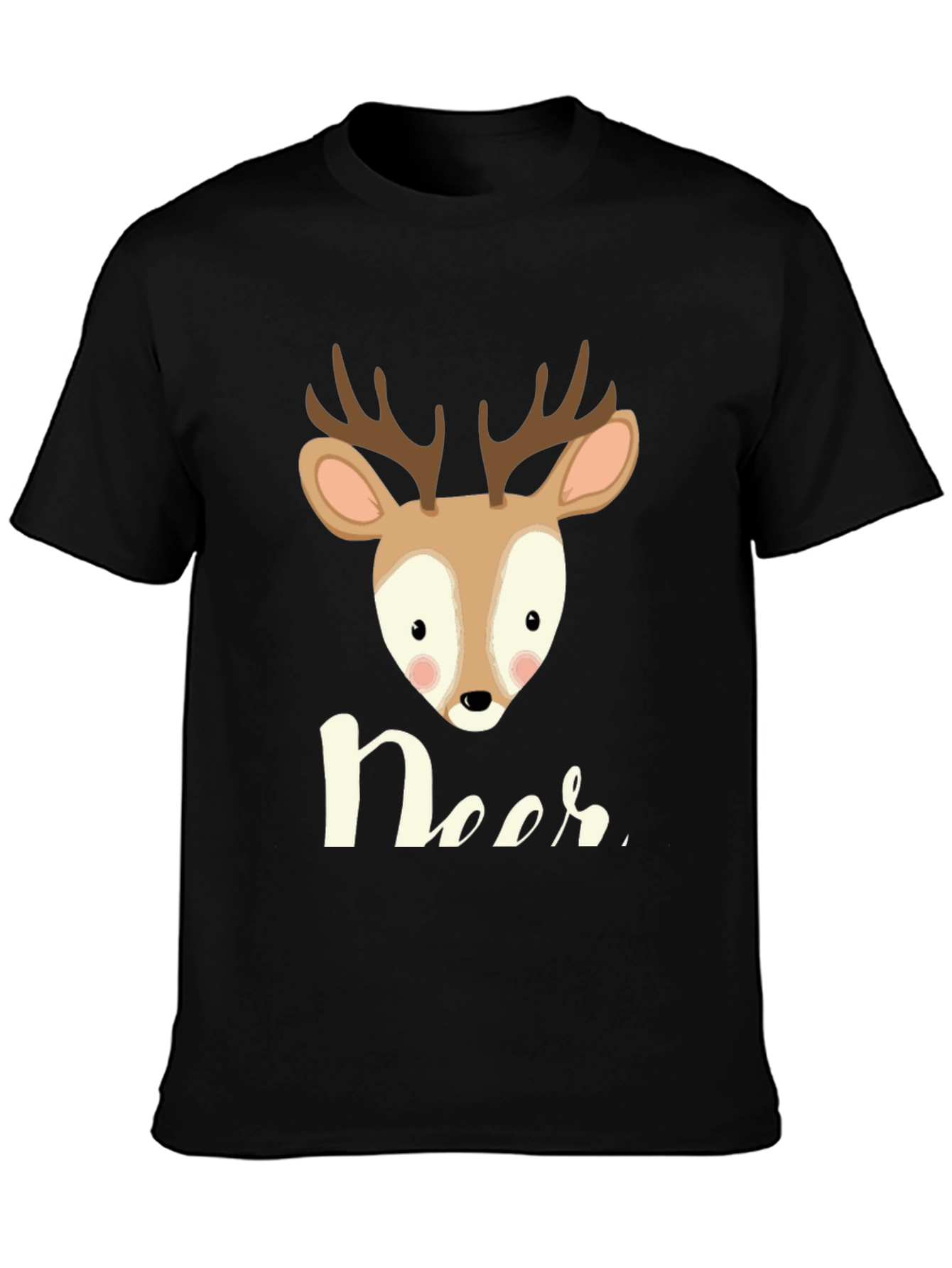Cute Deer Graphic Tee - Mens Black T-Shirt