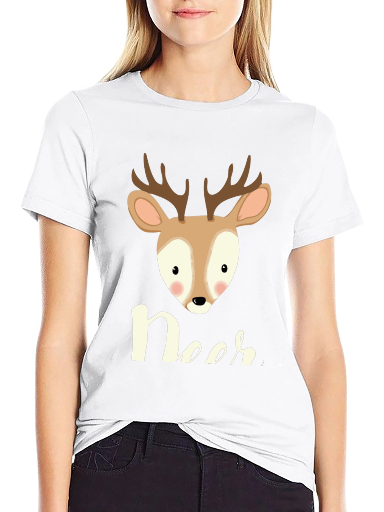 Cute Deer Graphic Tee - Mens Black T-Shirt