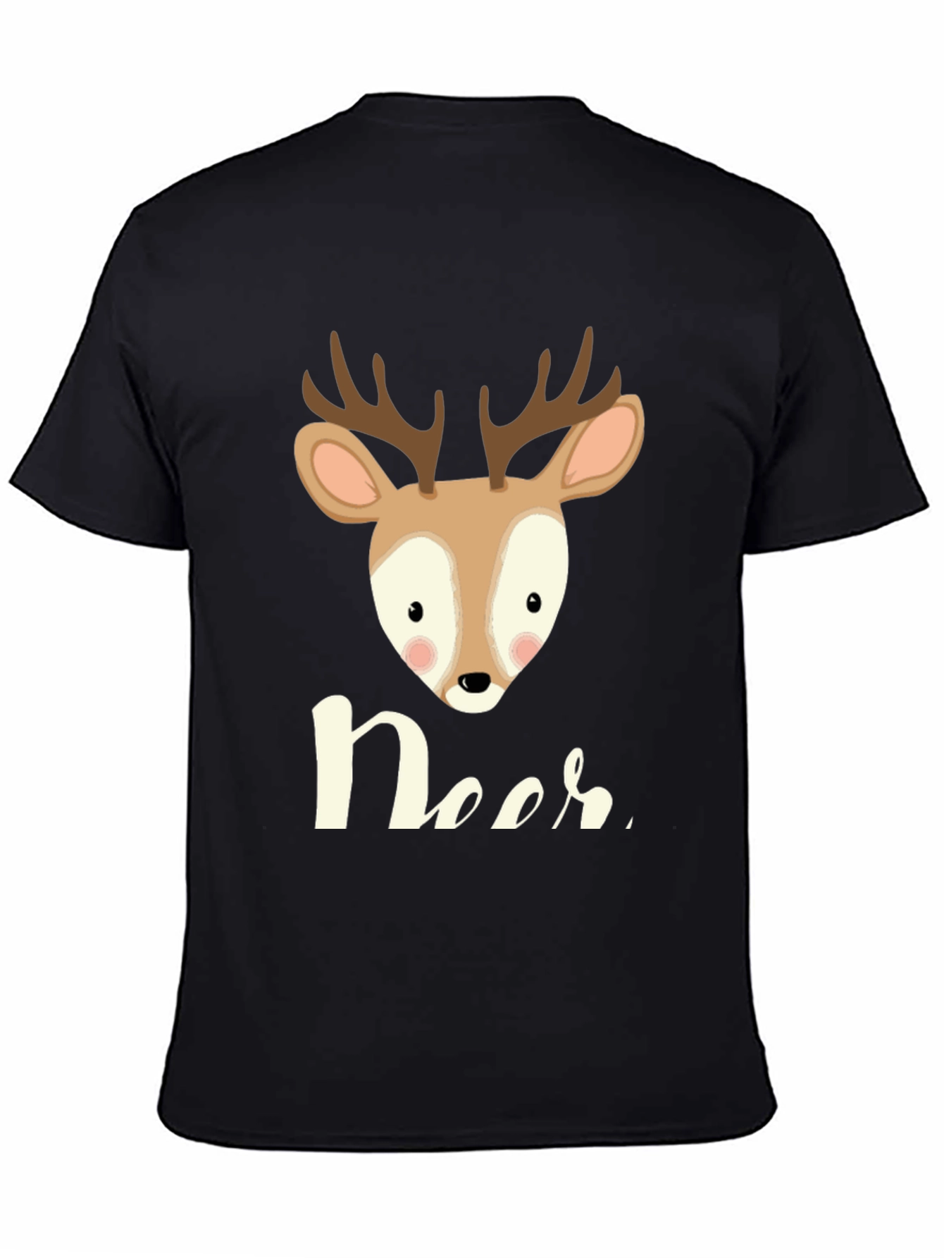 Cute Deer Graphic Tee - Mens Black T-Shirt