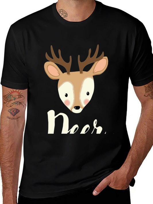 Cute Deer Graphic Tee - Mens Black T-Shirt