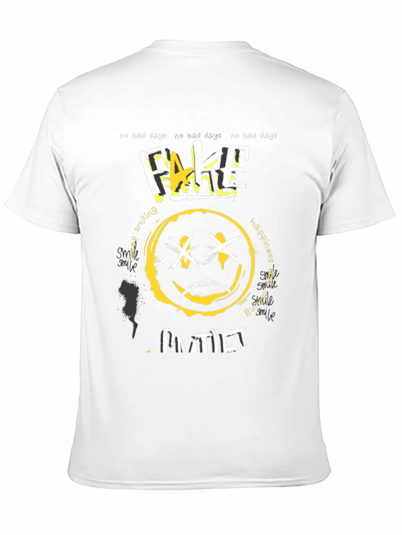 Fake Smile Graphic Black T-Shirt