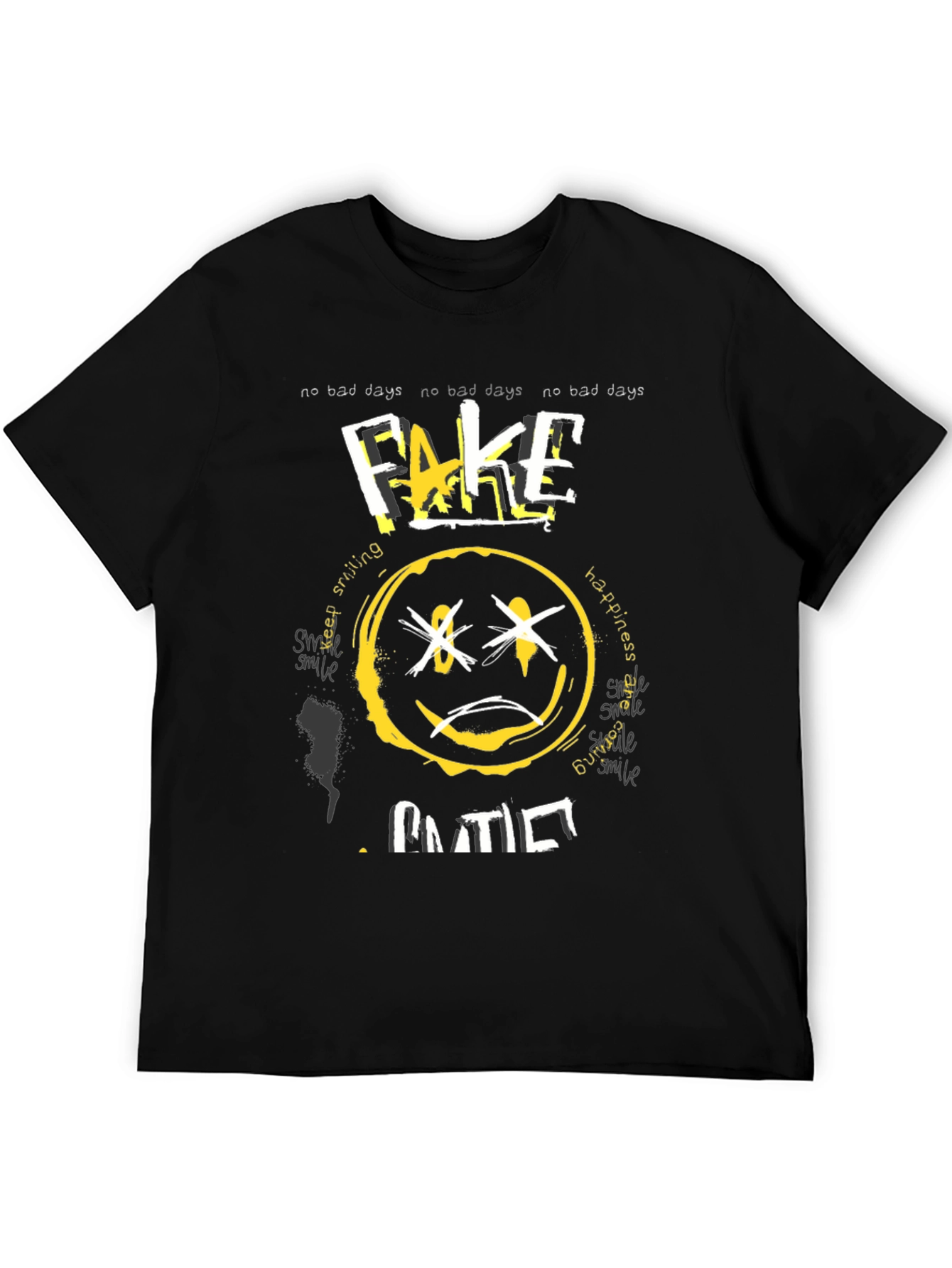 Fake Smile Graphic Black T-Shirt