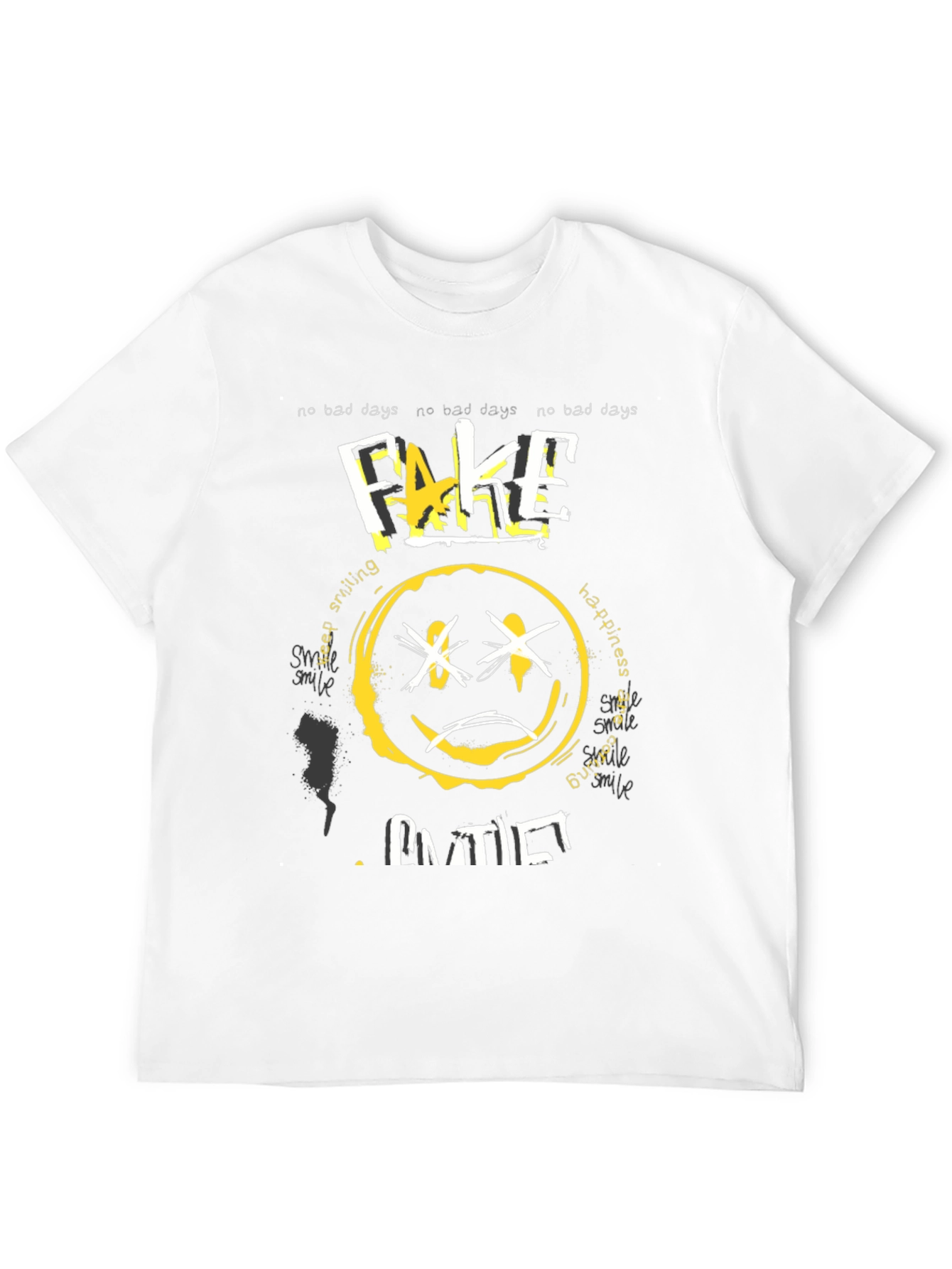 Fake Smile Graphic Black T-Shirt