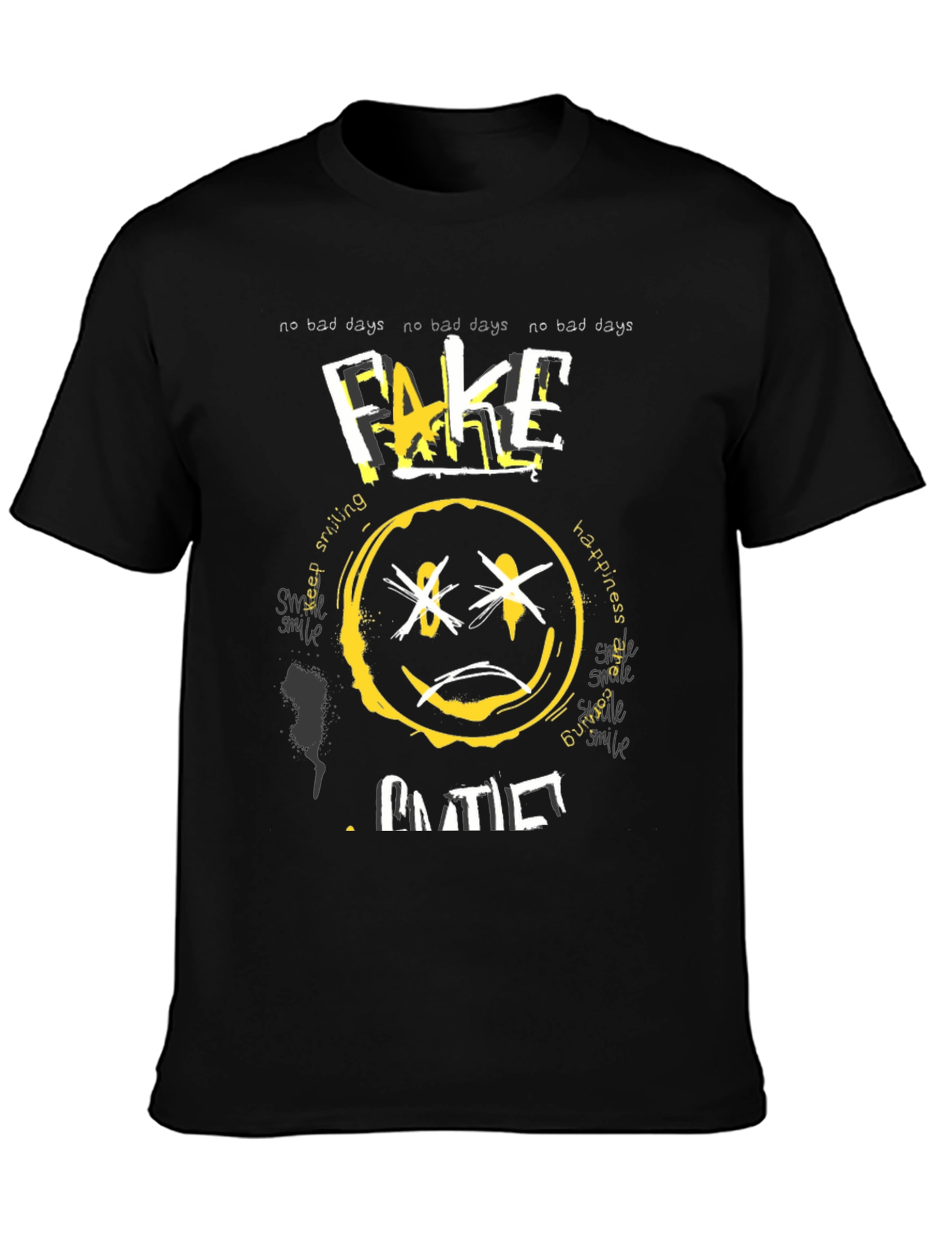 Fake Smile Graphic Black T-Shirt