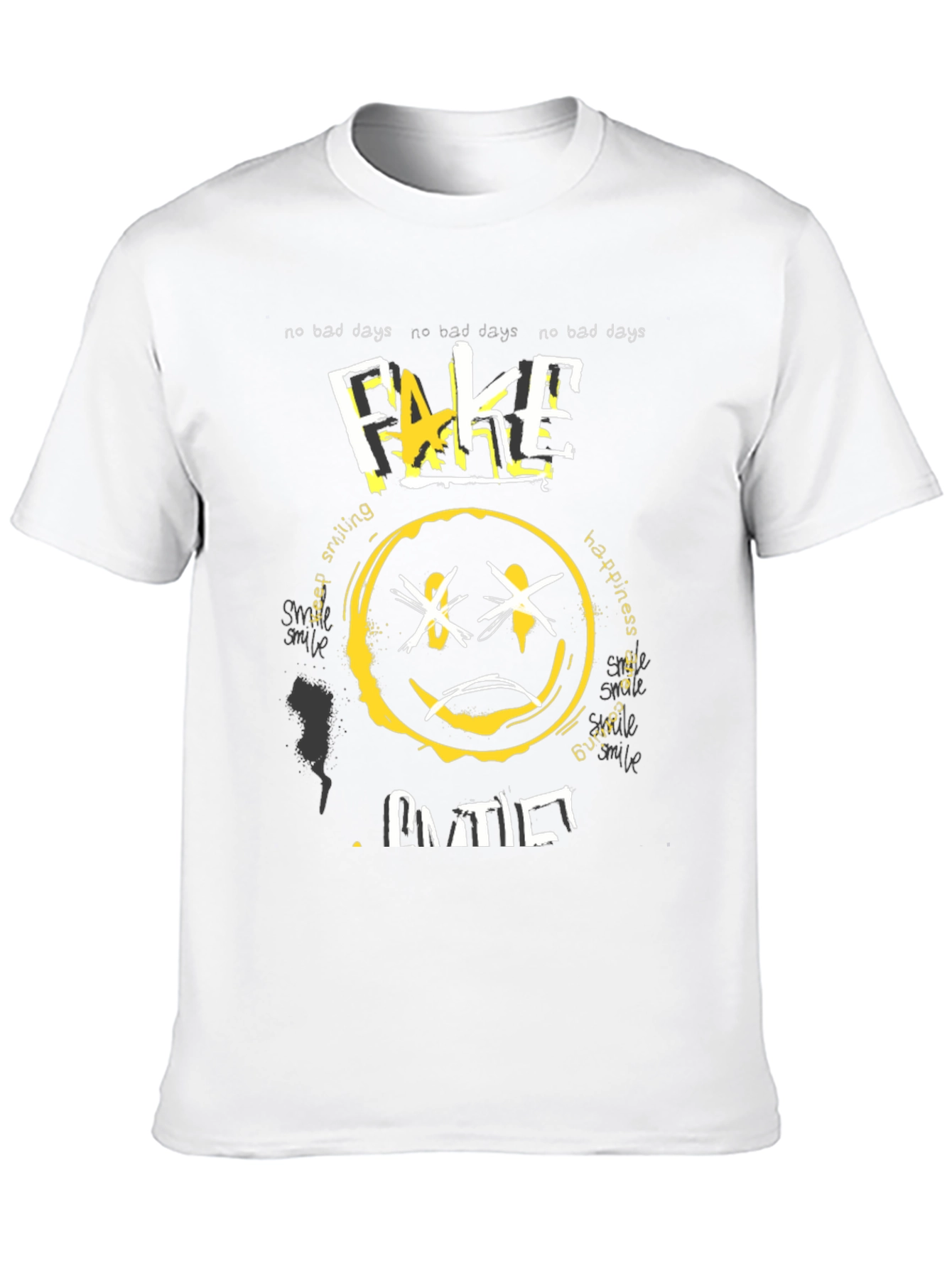 Fake Smile Graphic Black T-Shirt