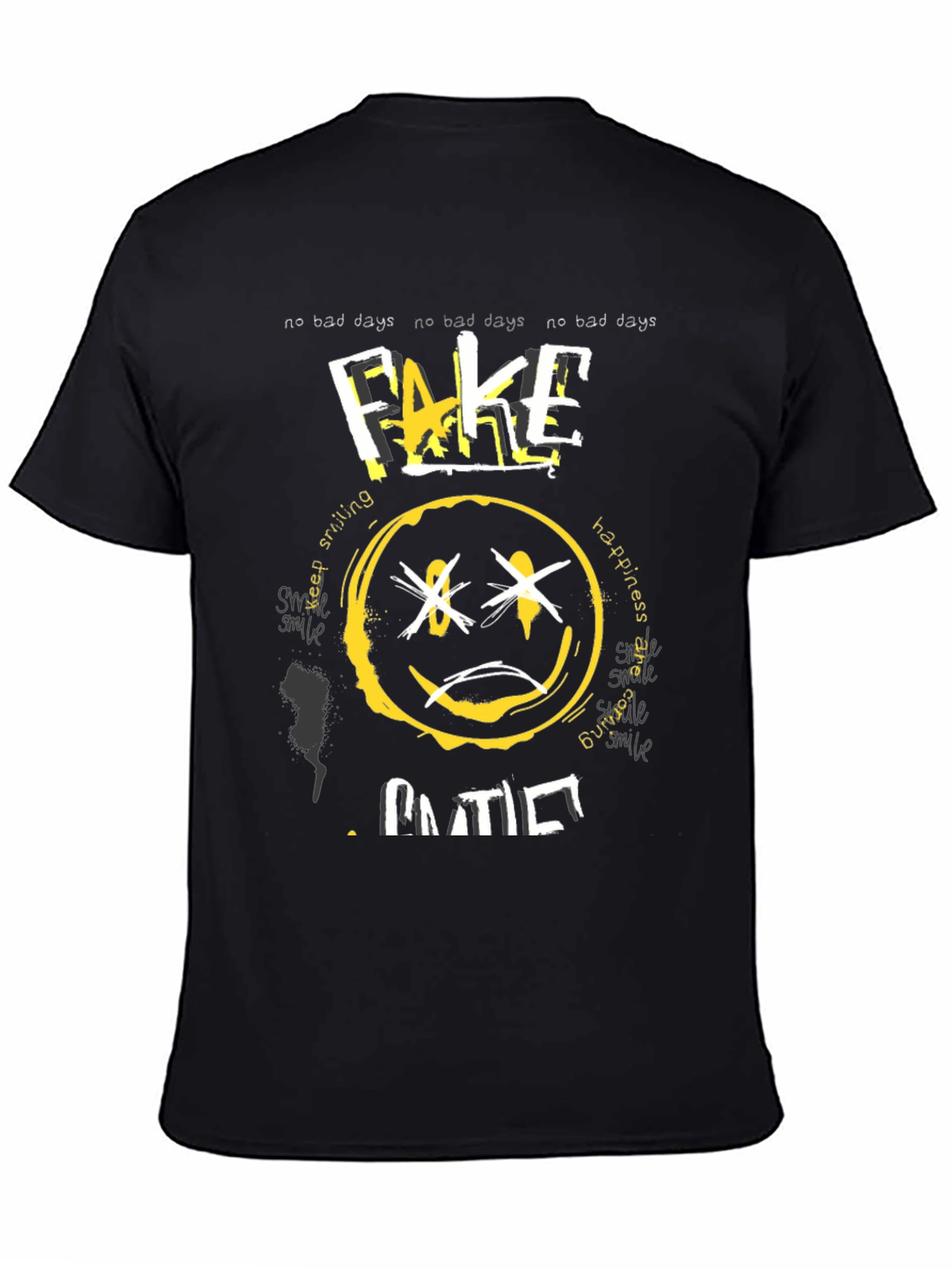 Fake Smile Graphic Black T-Shirt