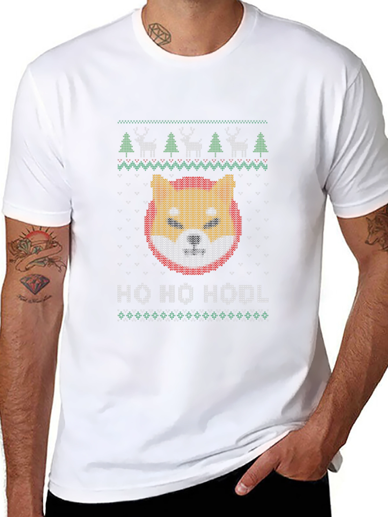 Shiba Inu HODL Ugly Christmas Sweater T-Shirt