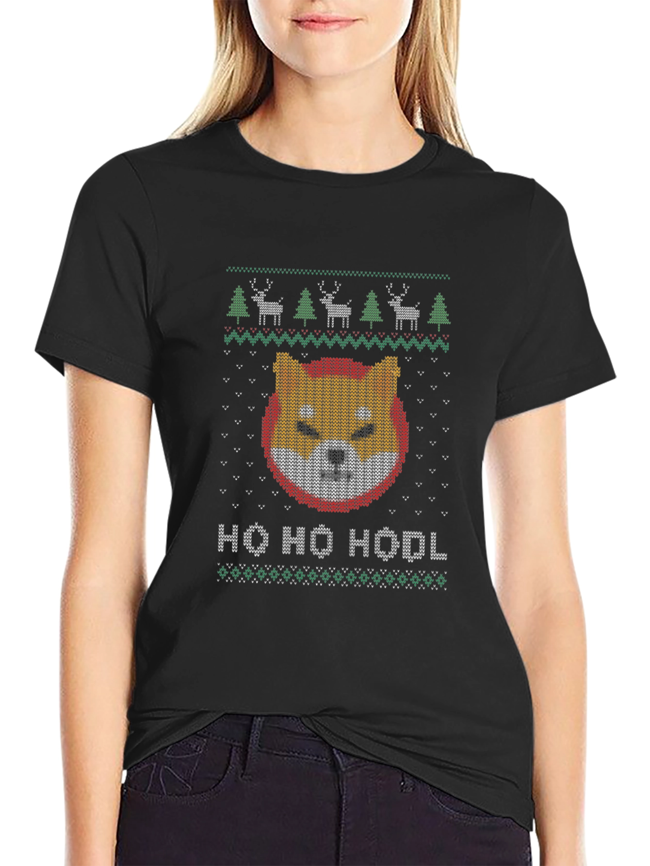 Shiba Inu HODL Ugly Christmas Sweater T-Shirt