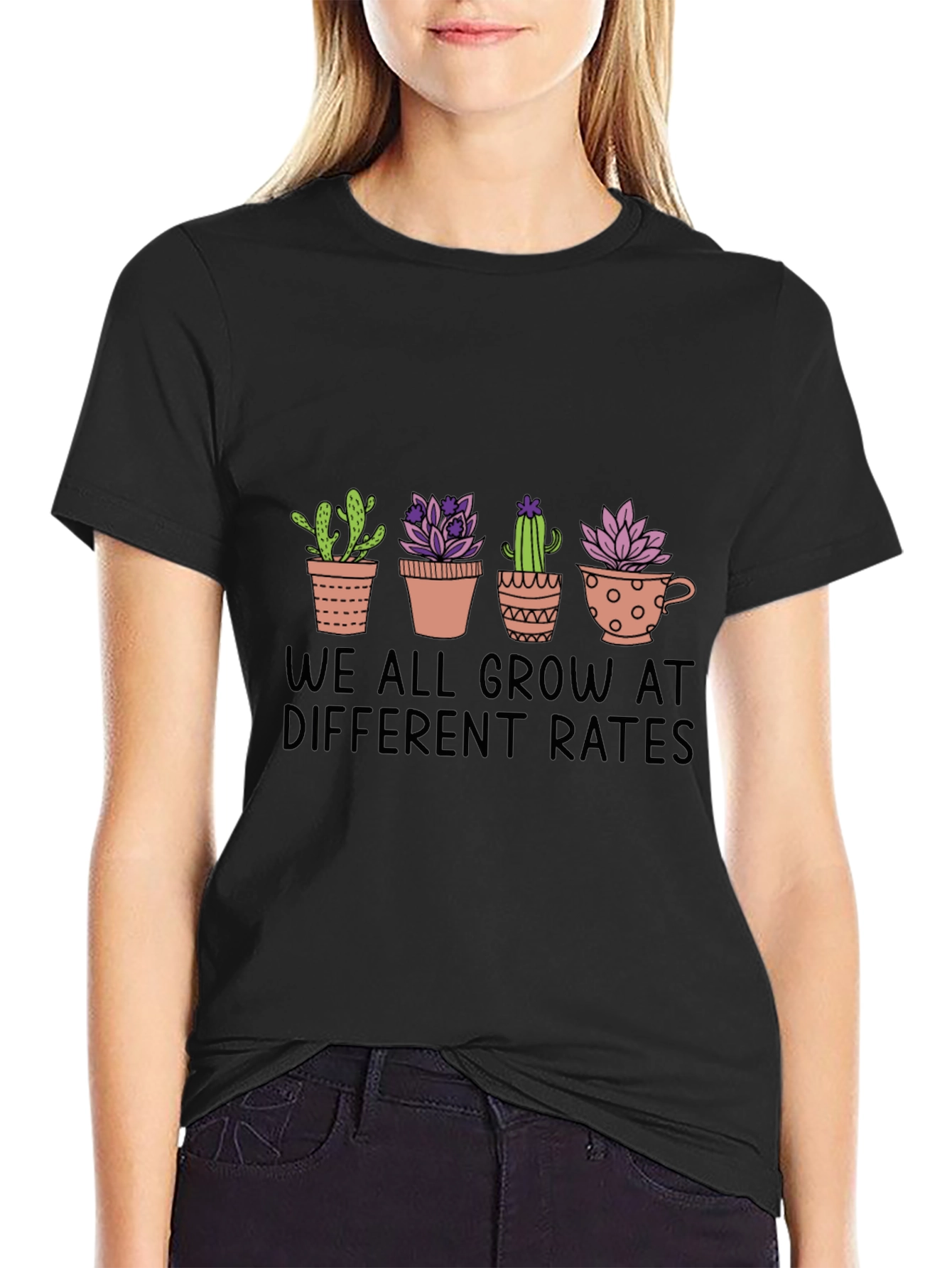Cactus Potted Plant Graphic Print T-Shirt