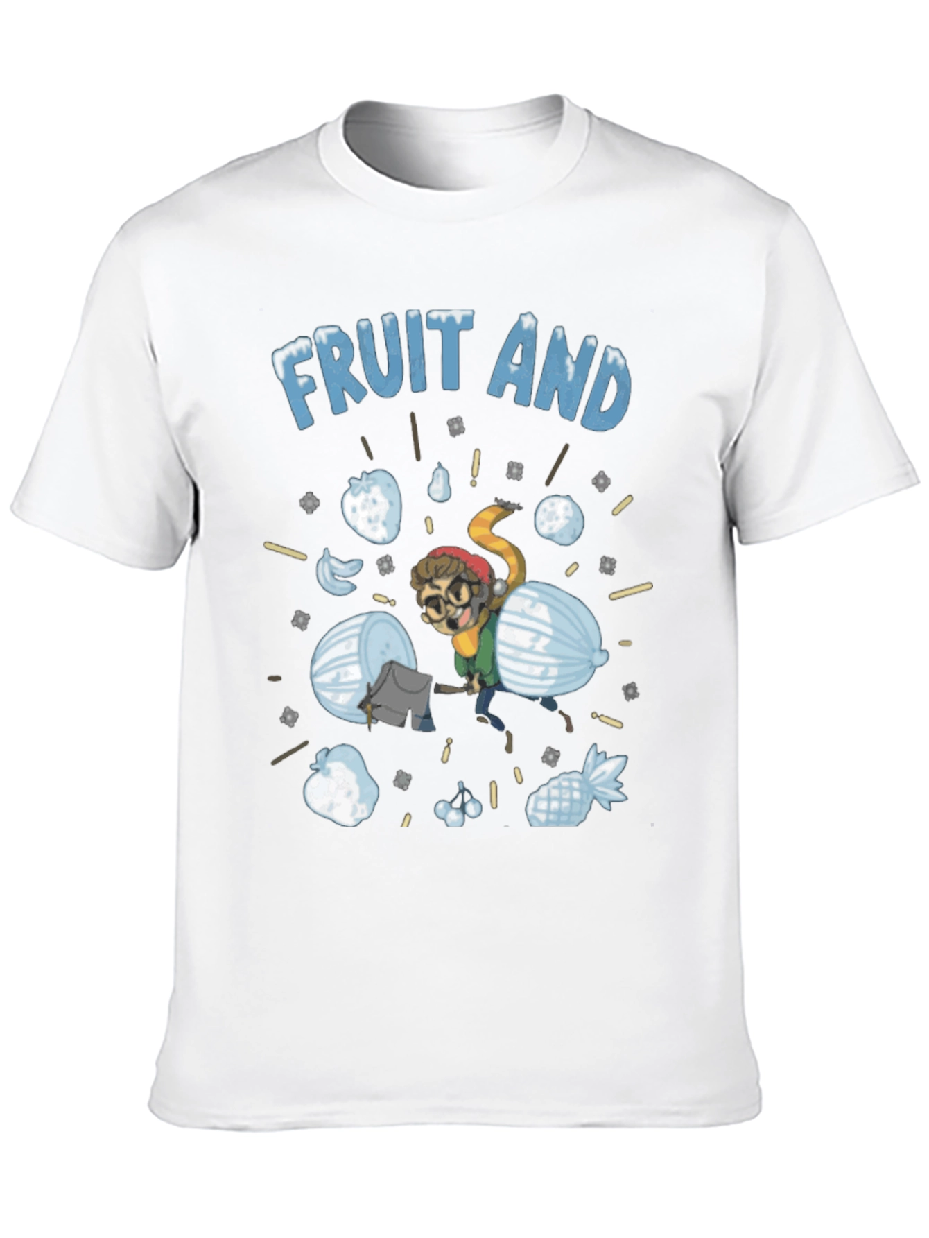 Fruit And Snow Graphic Black T-Shirt