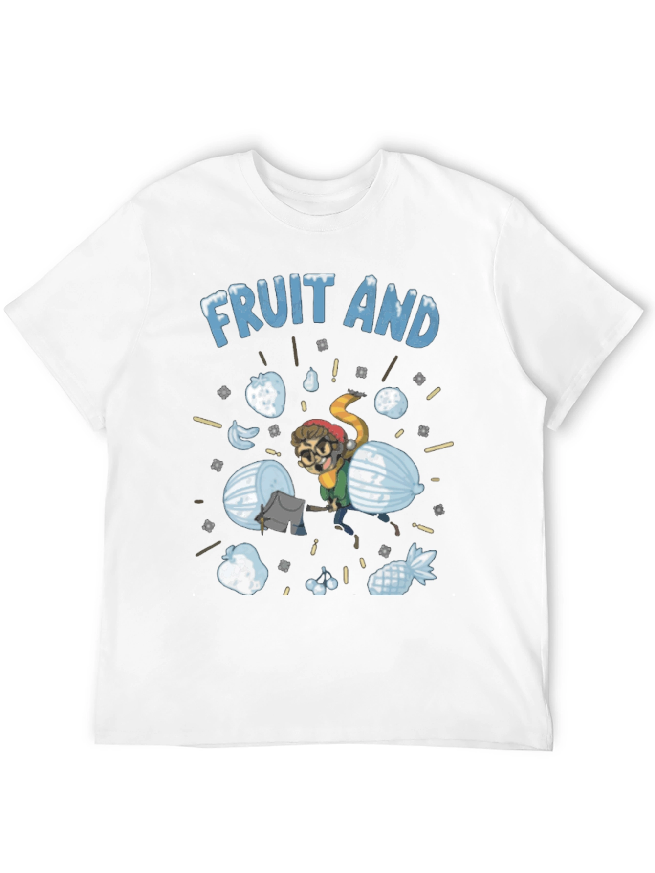 Fruit And Snow Graphic Black T-Shirt