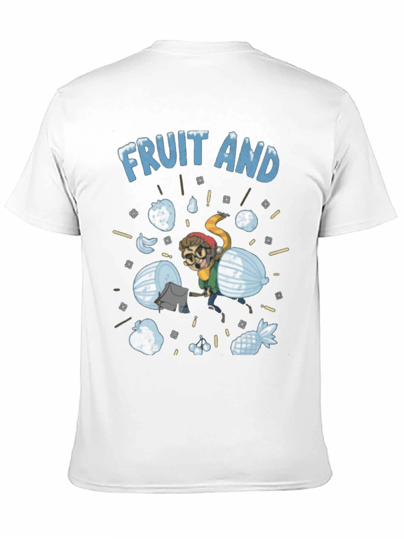 Fruit And Snow Graphic Black T-Shirt