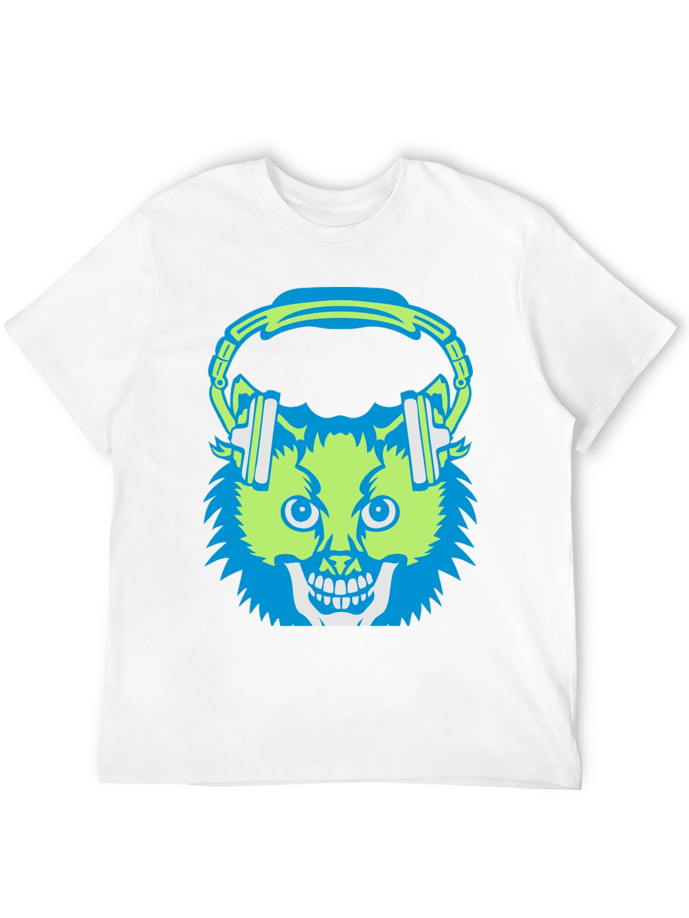 Skull Cat with Headphones T-Shirt