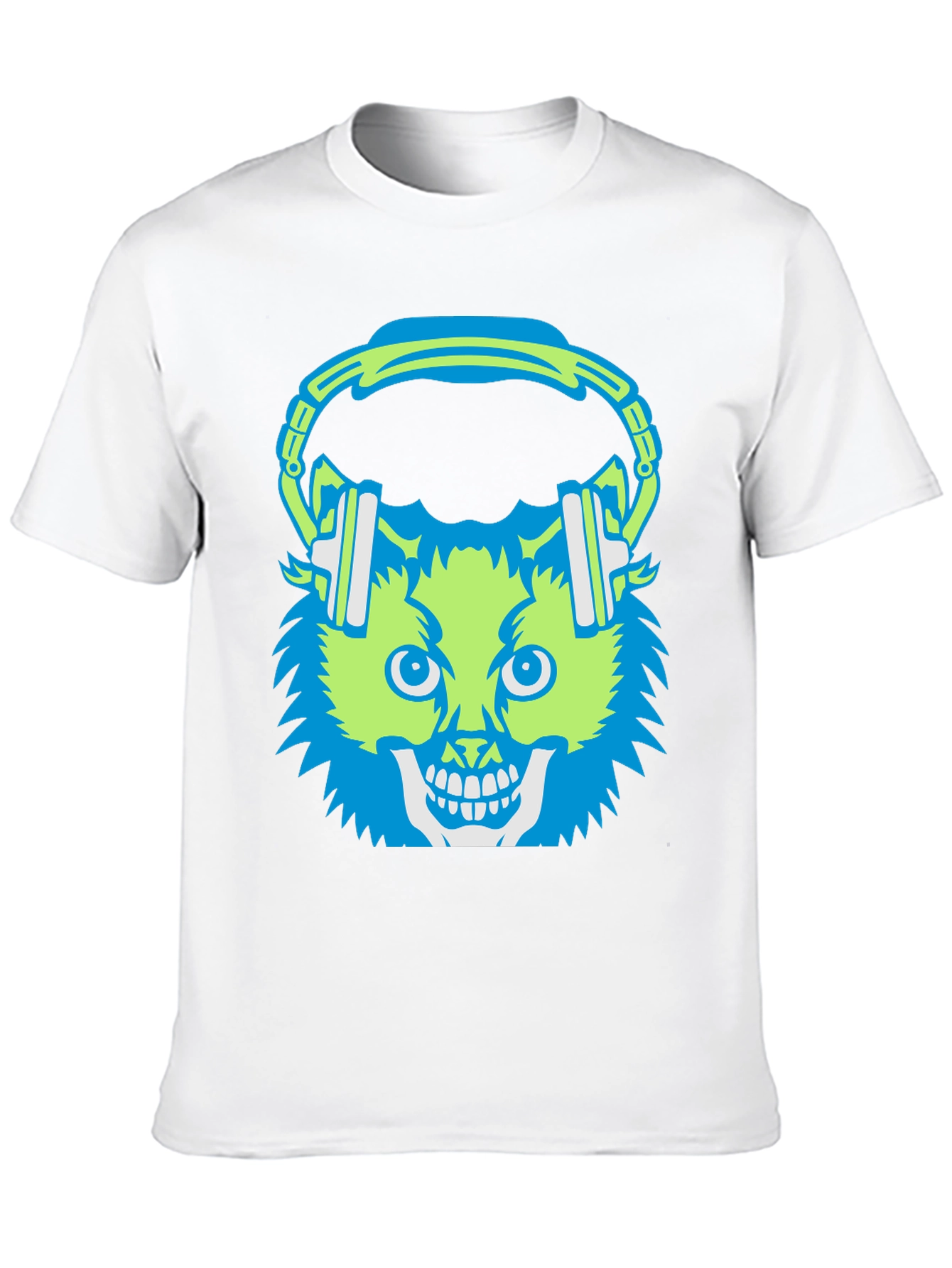 Skull Cat with Headphones T-Shirt