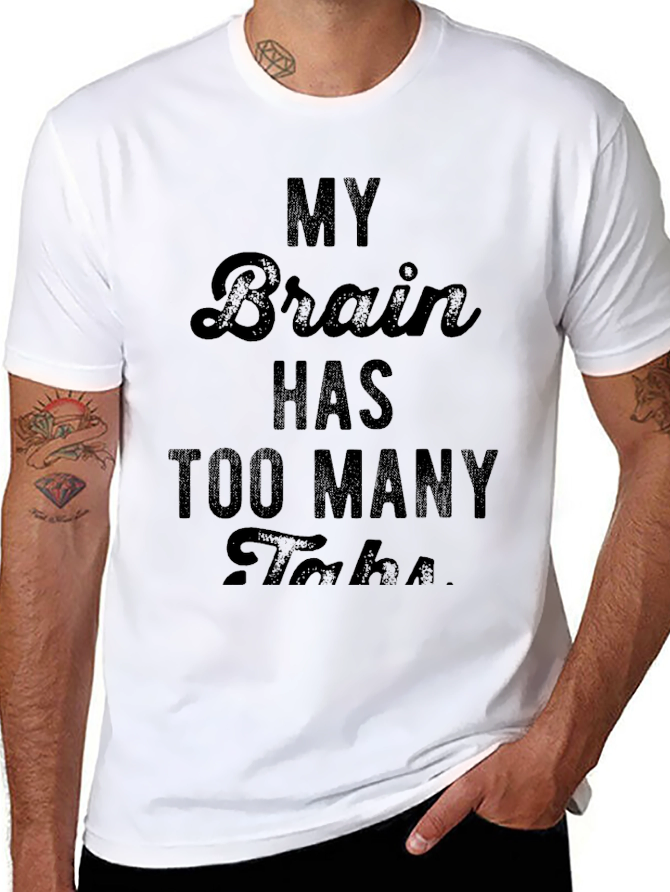 My Brain Has Too Many Tabs Black Graphic Tee