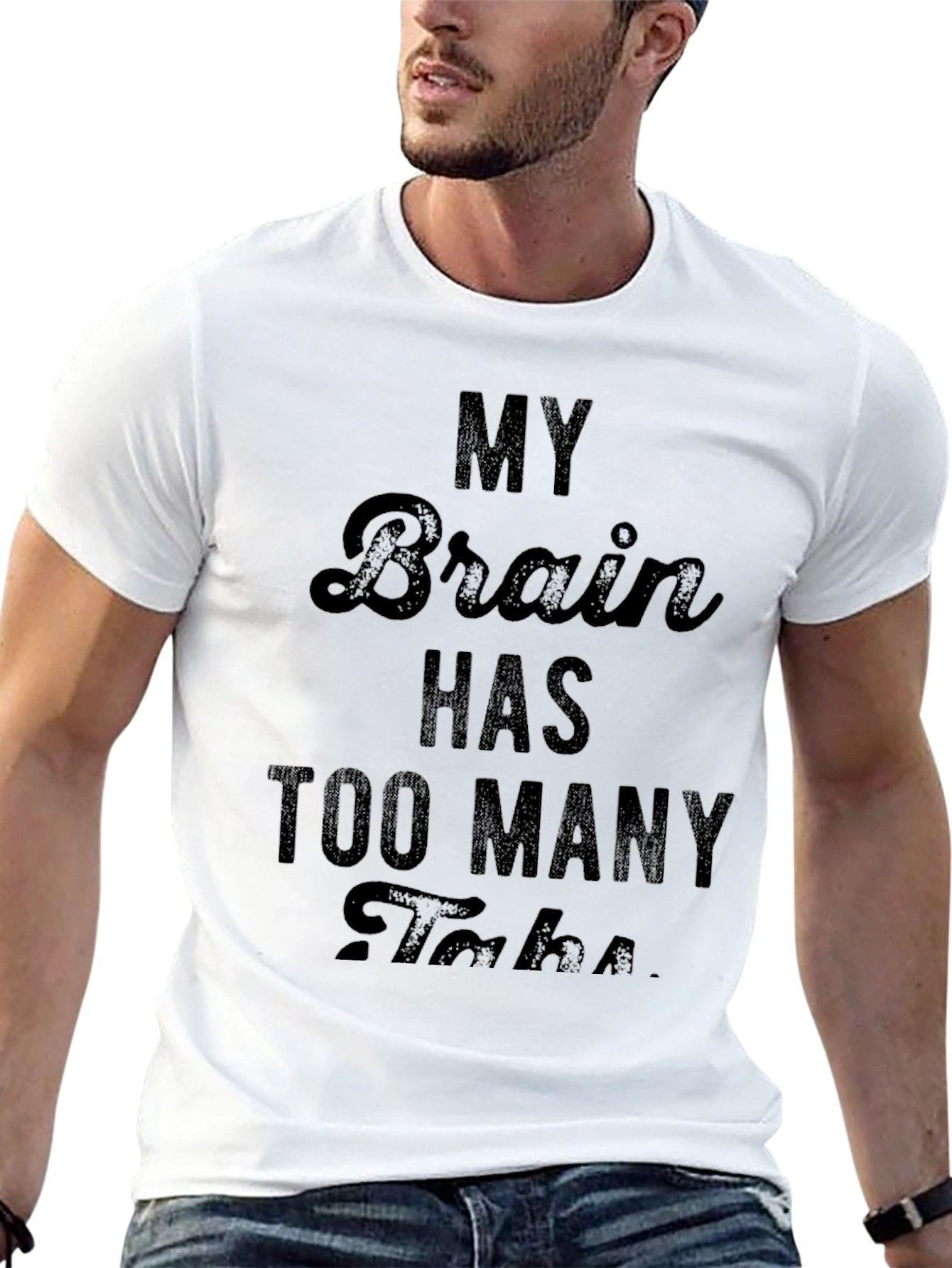 My Brain Has Too Many Tabs Black Graphic Tee