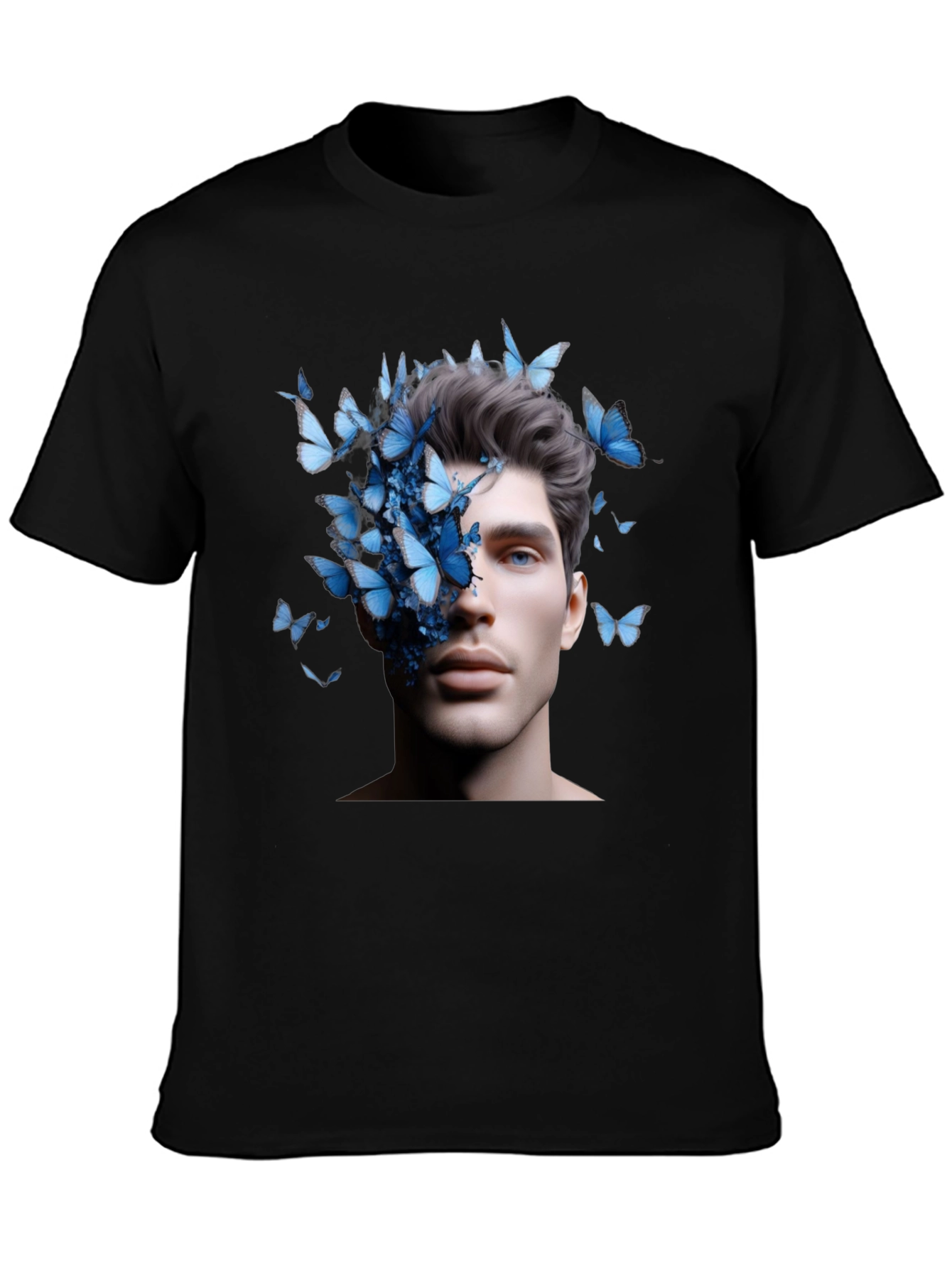 Butterfly Face Graphic Black T-Shirt