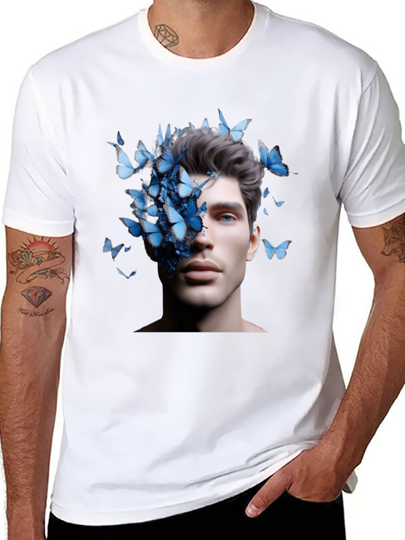 Butterfly Face Graphic Black T-Shirt