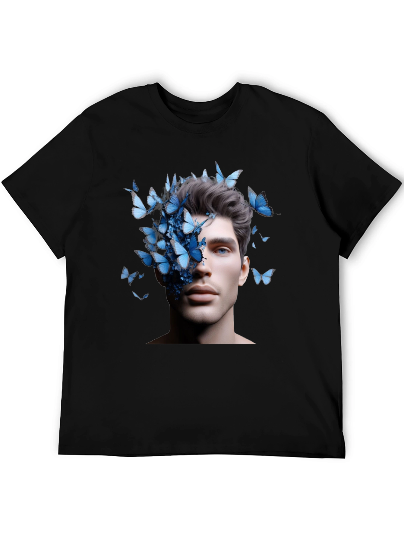 Butterfly Face Graphic Black T-Shirt