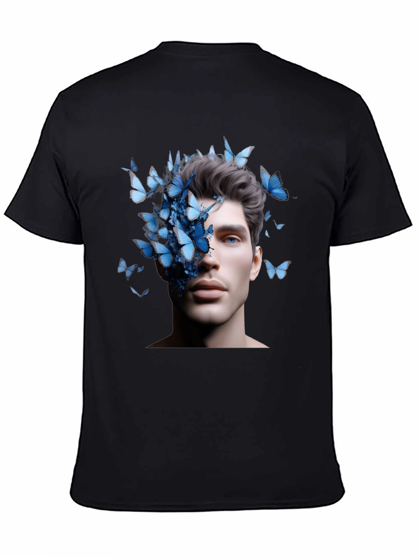 Butterfly Face Graphic Black T-Shirt