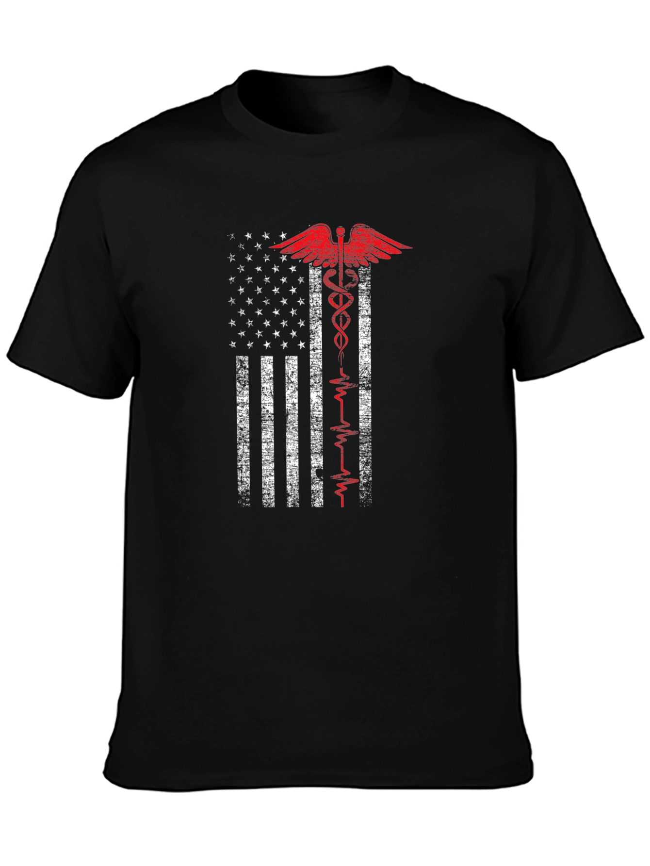 American Flag Caduceus Graphic T-Shirt