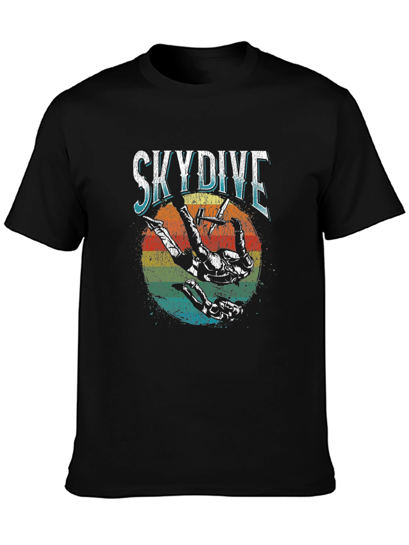 Skydiving T-Shirt Retro Style Black