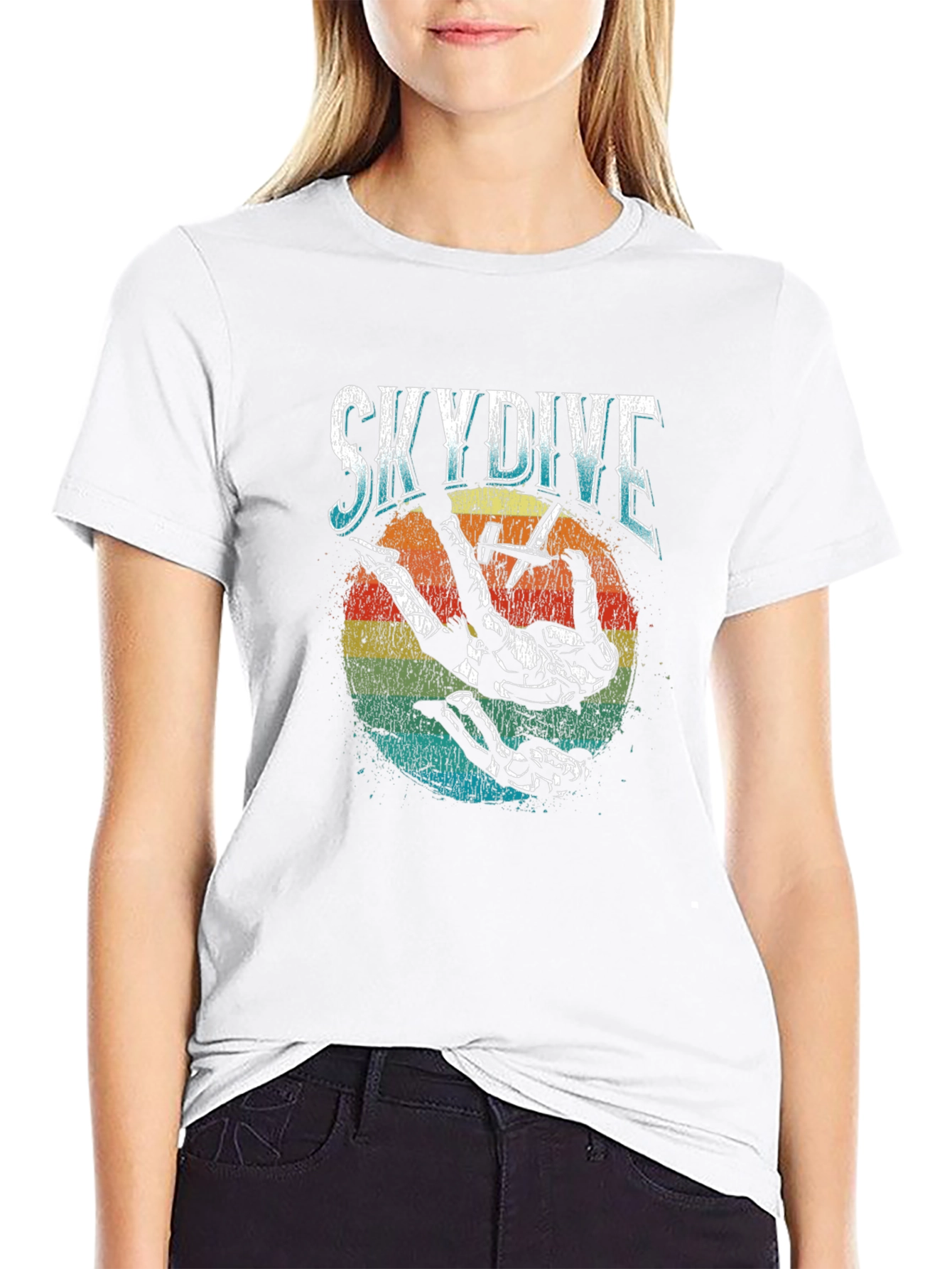Skydiving T-Shirt Retro Style Black
