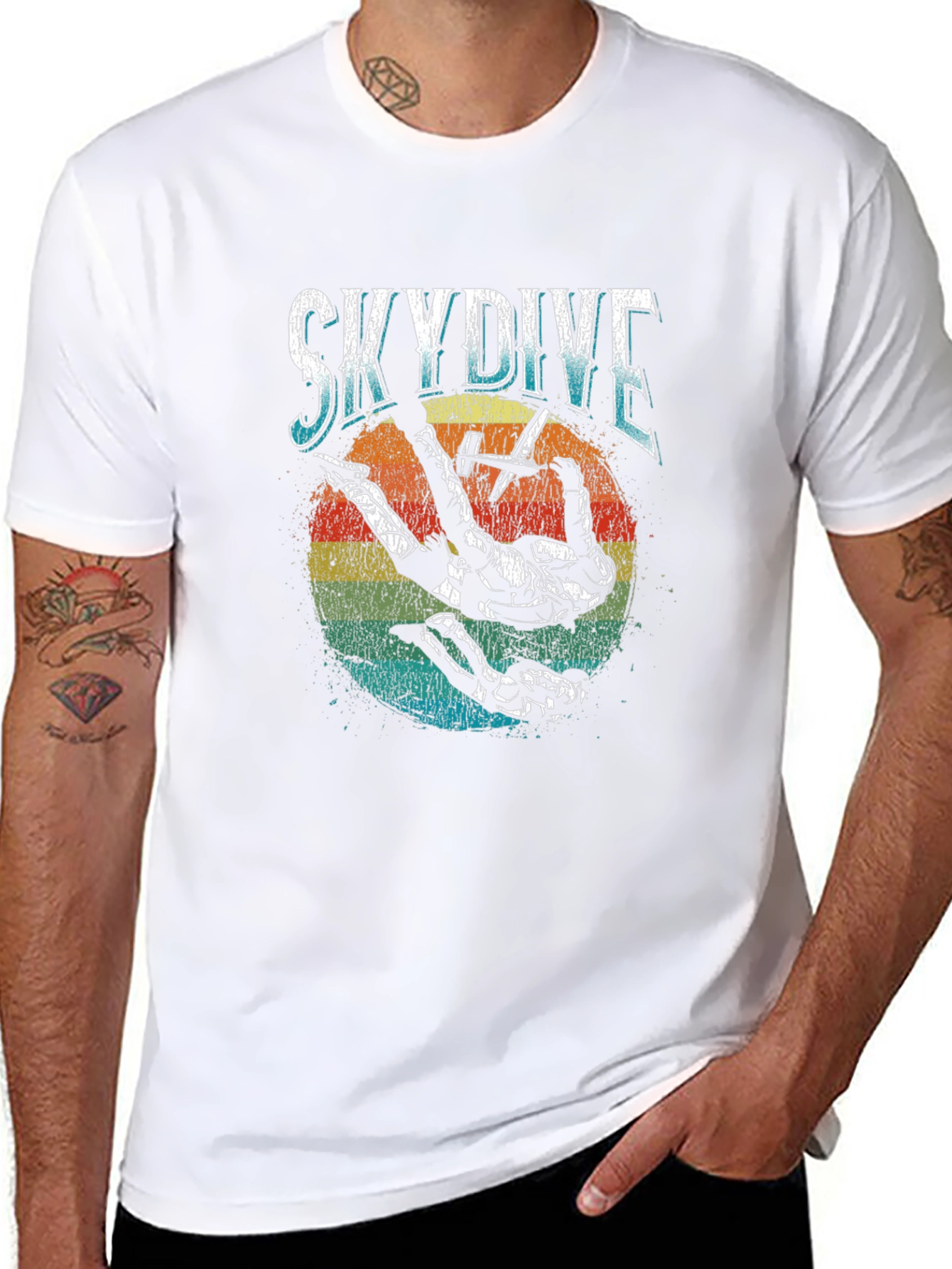 Skydiving T-Shirt Retro Style Black