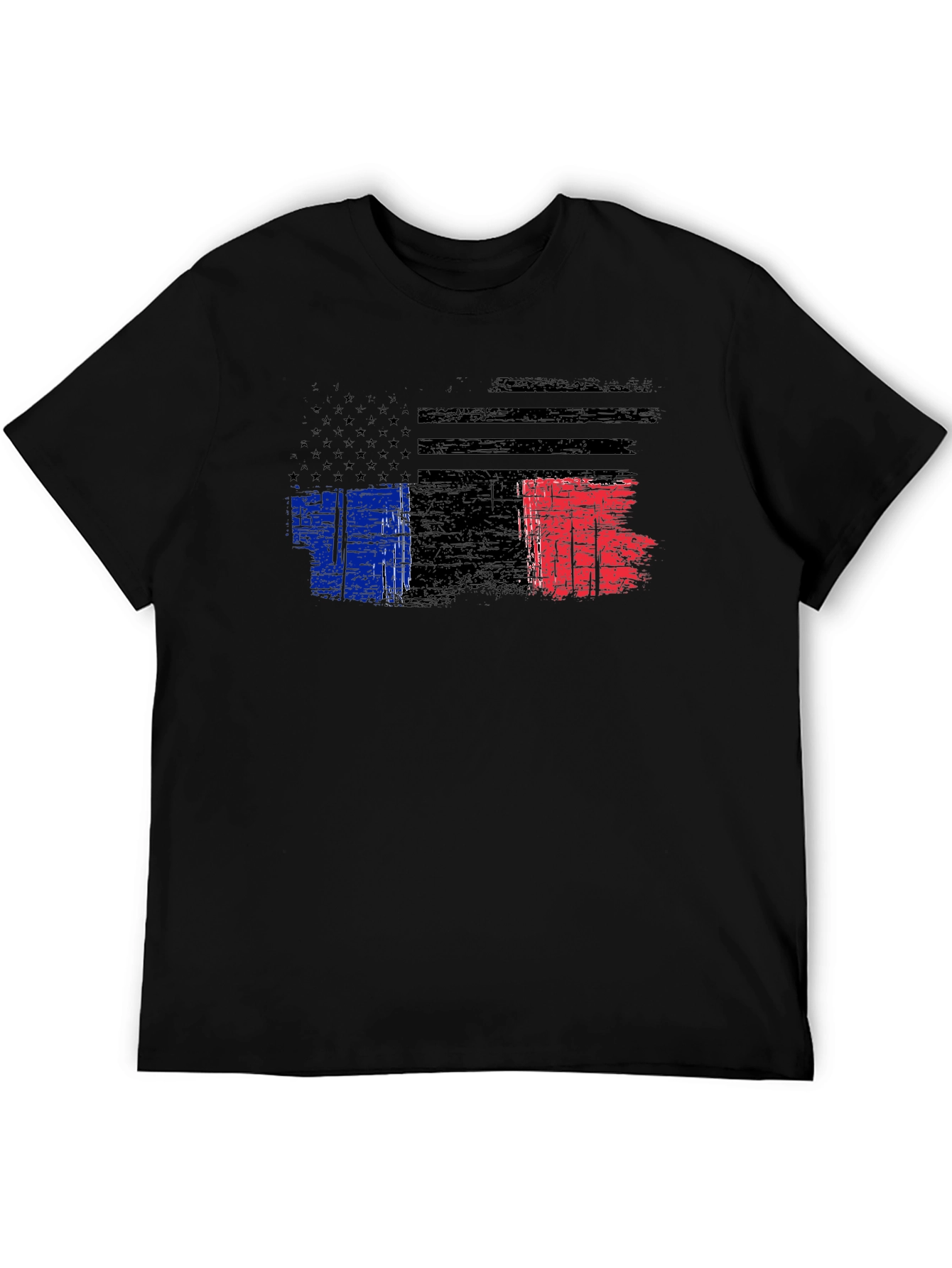 Distressed American France Flag Graphic T-Shirt