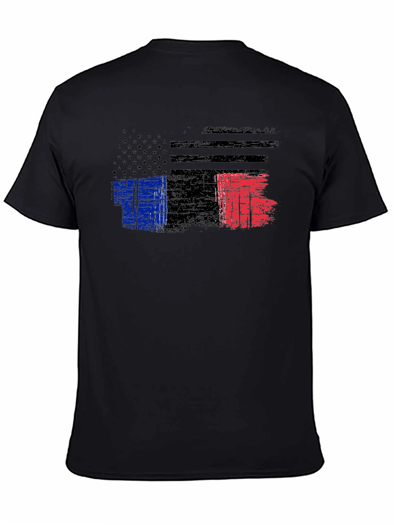 Distressed American France Flag Graphic T-Shirt