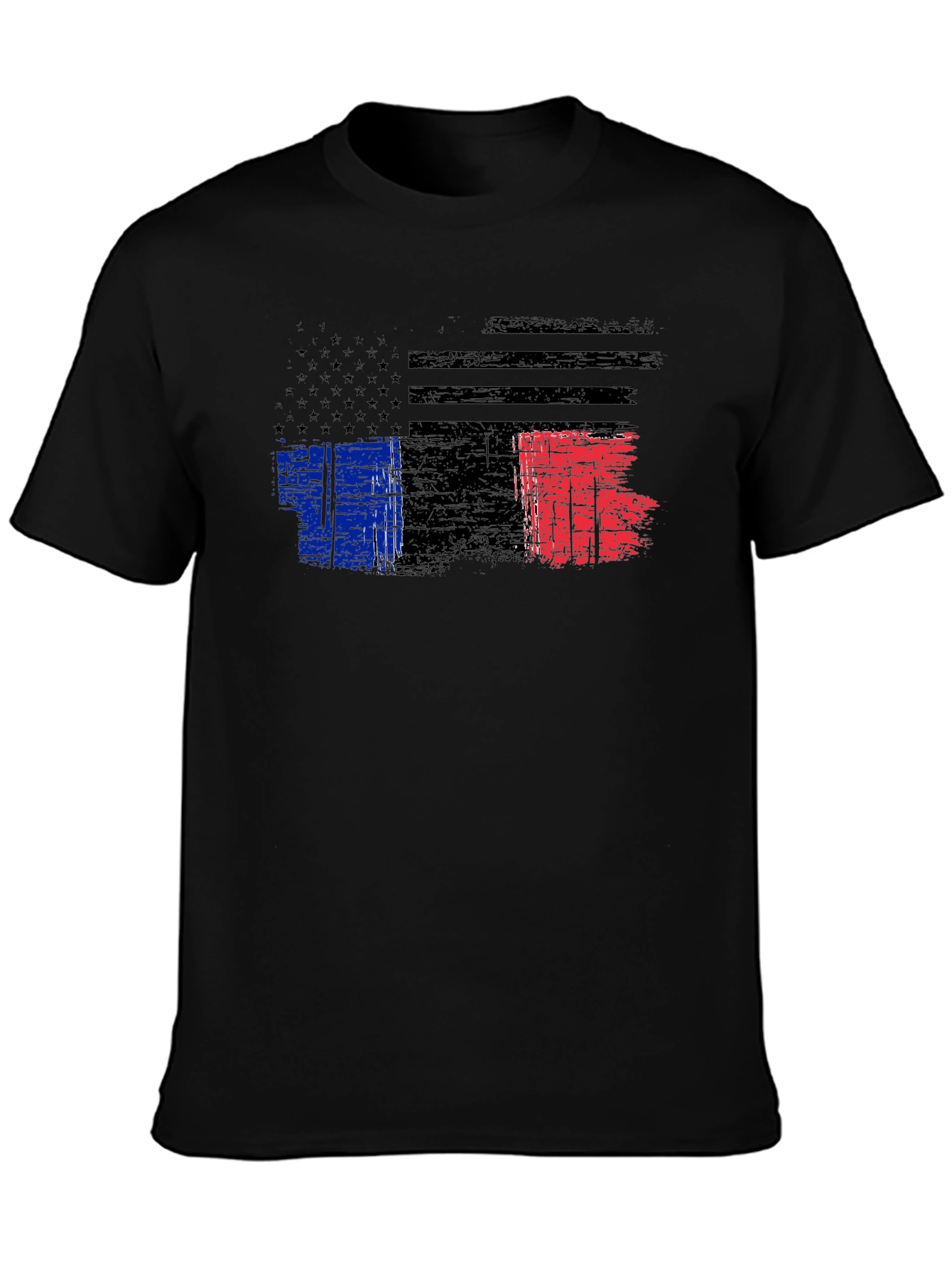 Distressed American France Flag Graphic T-Shirt