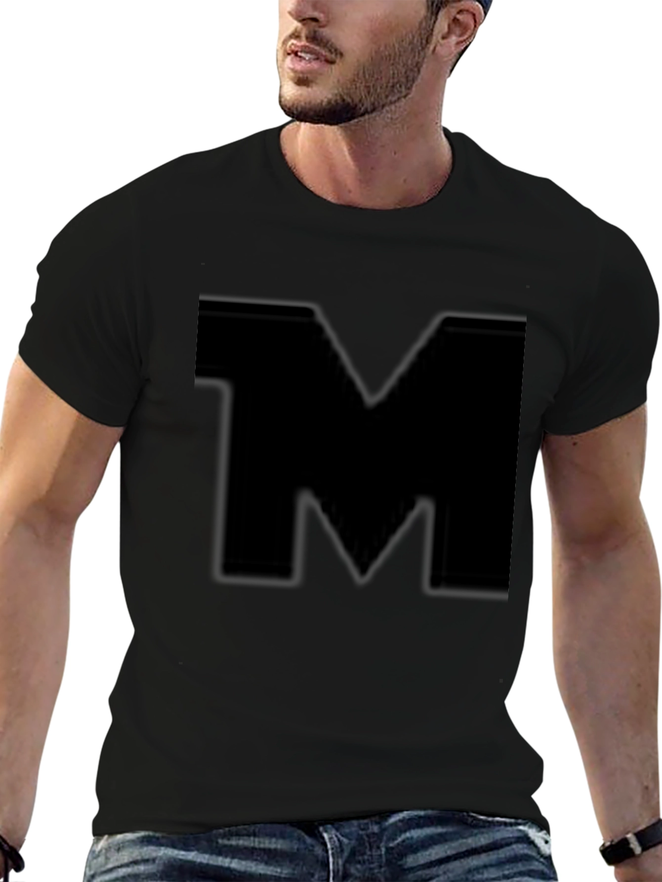 Bold M Black T-Shirt - Stylish Casual Wear