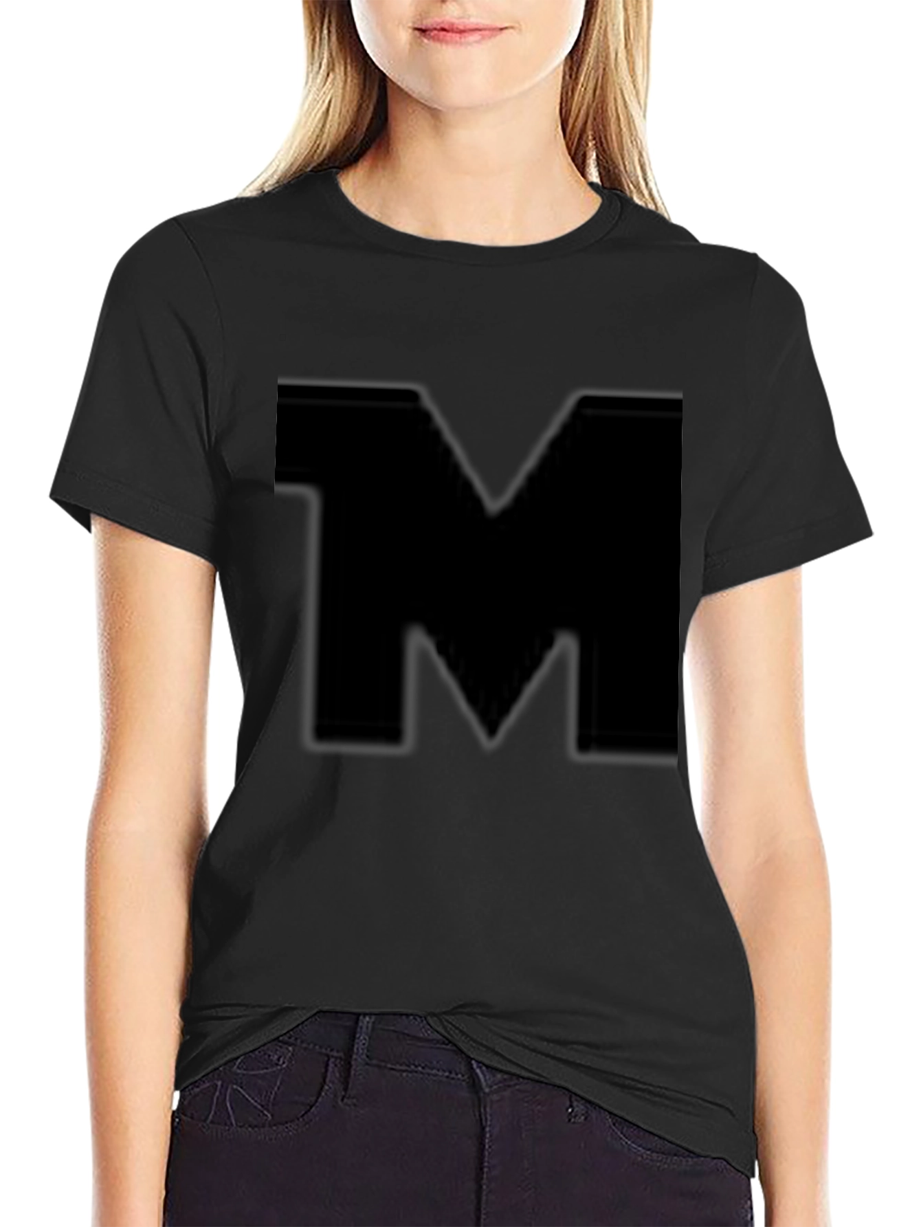 Bold M Black T-Shirt - Stylish Casual Wear