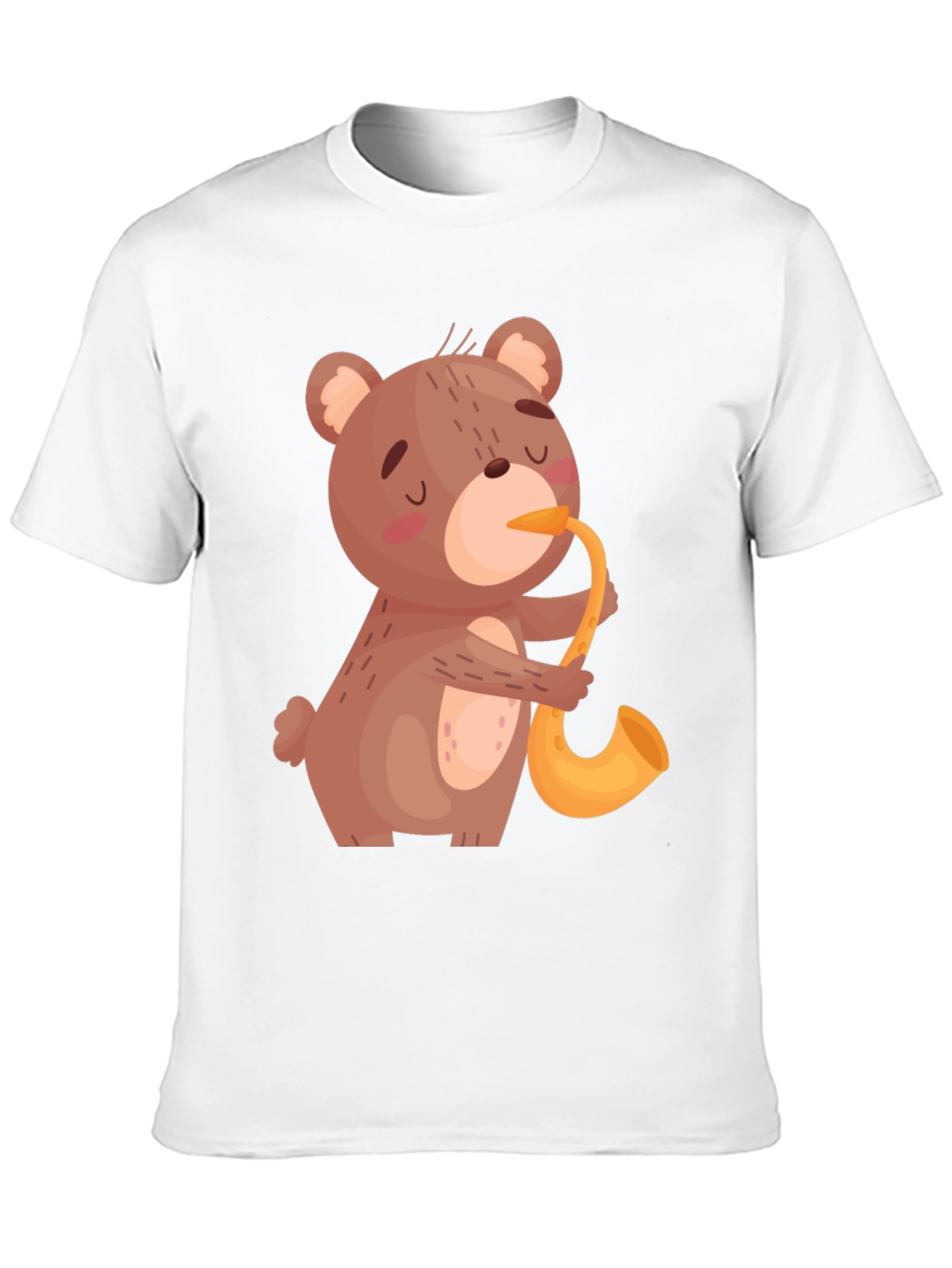 Bear Saxophone Graphic Tee - Cool Black T-Shirt