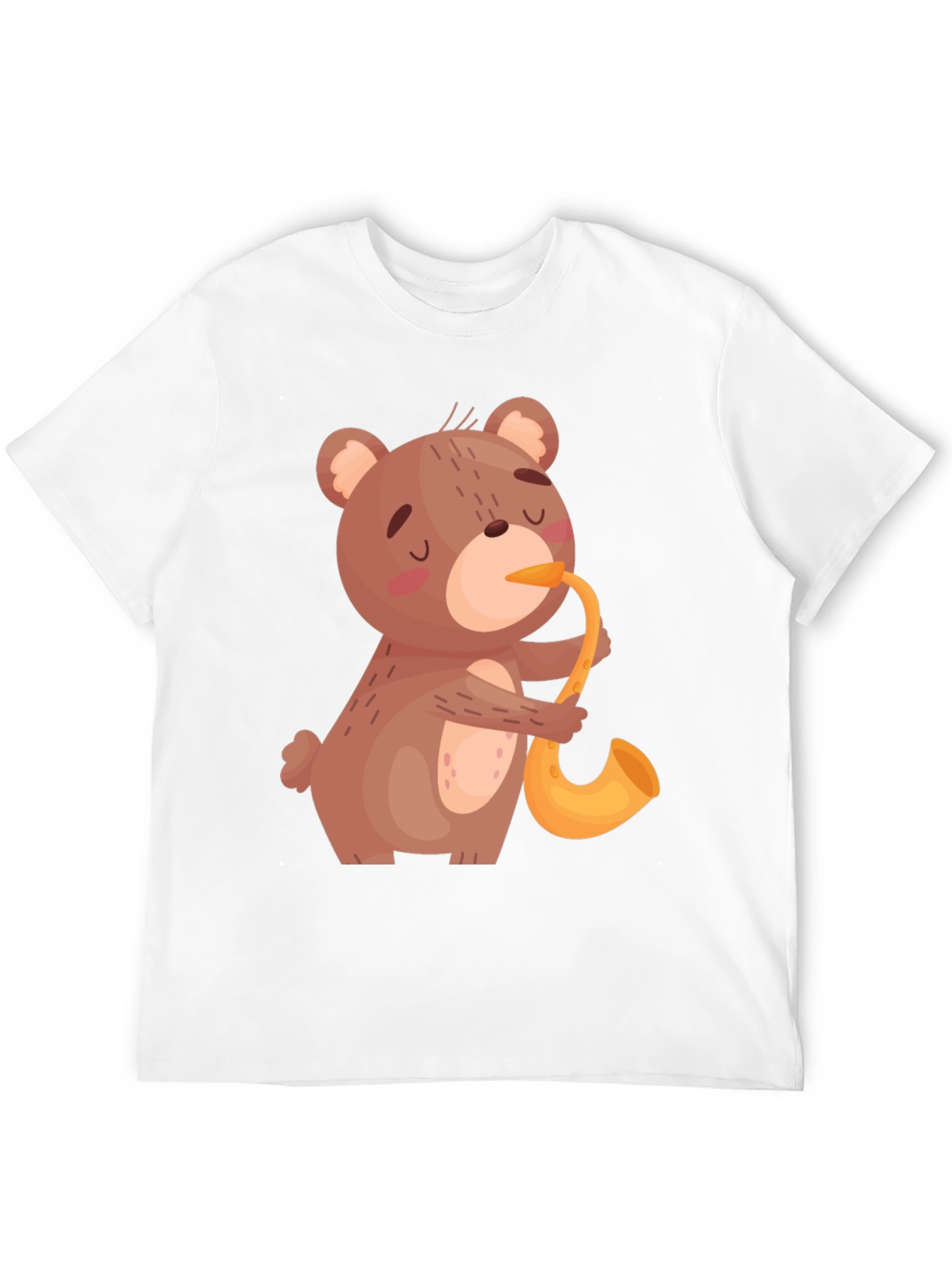 Bear Saxophone Graphic Tee - Cool Black T-Shirt