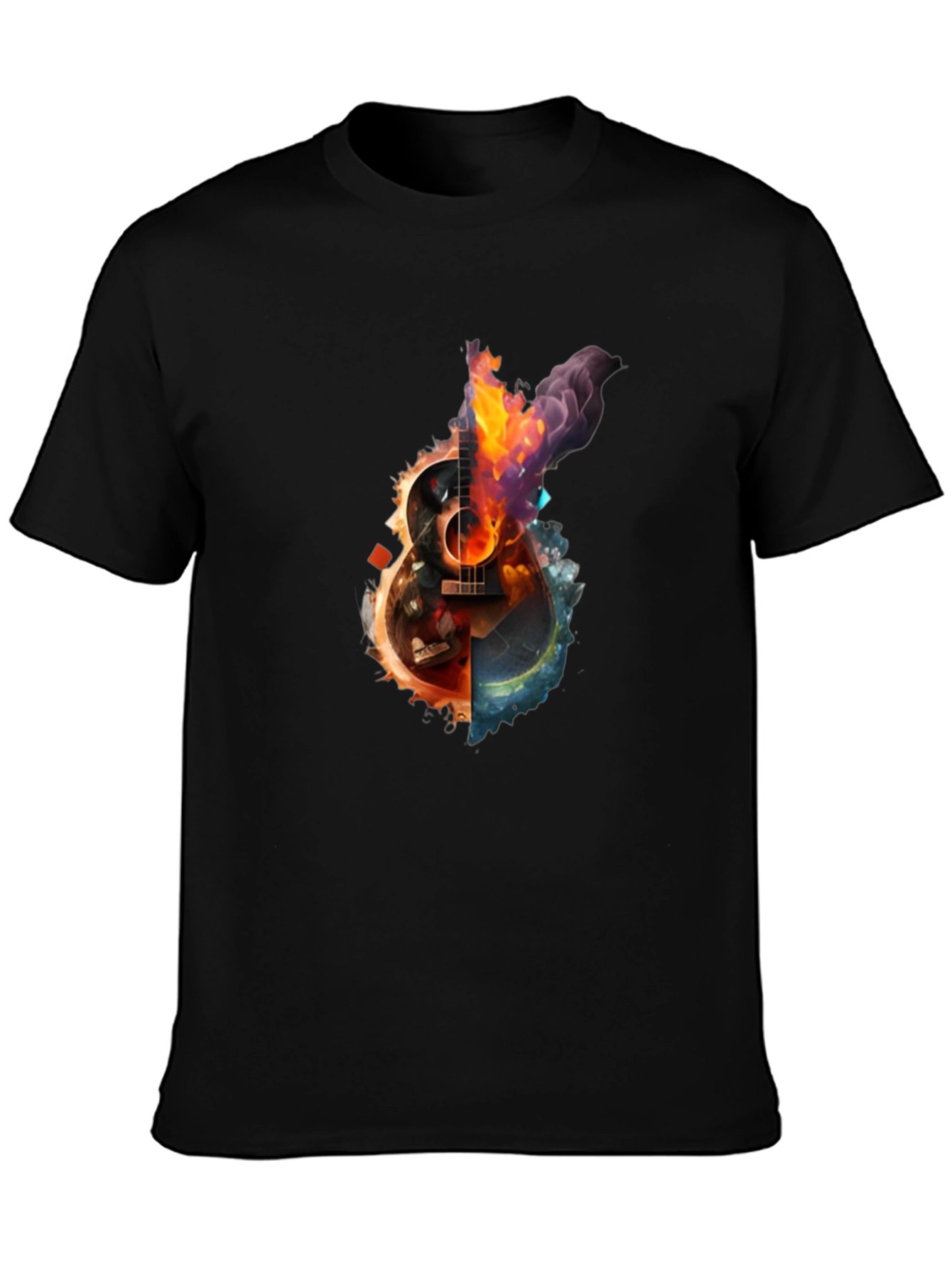 Fiery Guitar Graphic Print T-Shirt