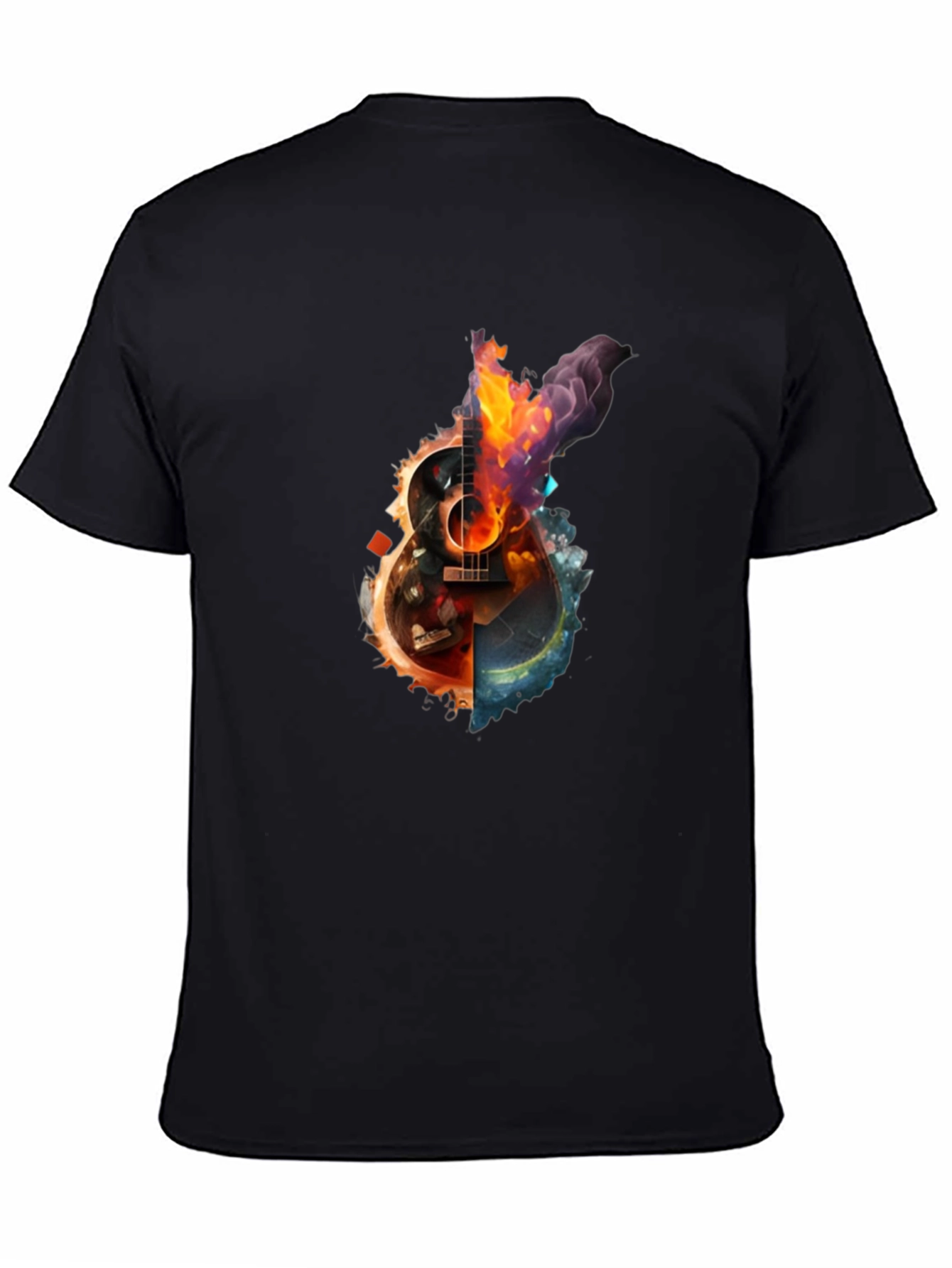 Fiery Guitar Graphic Print T-Shirt
