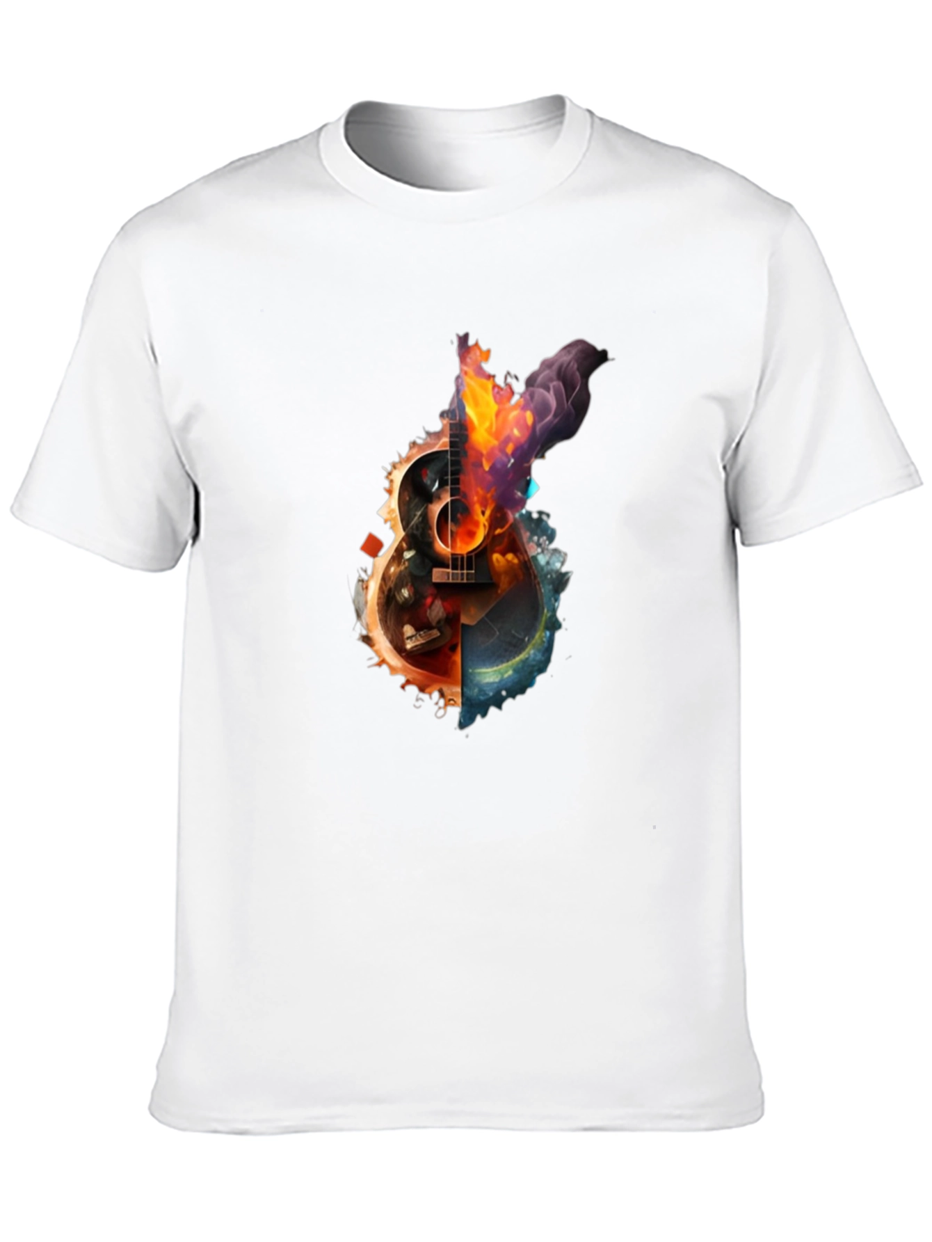 Fiery Guitar Graphic Print T-Shirt