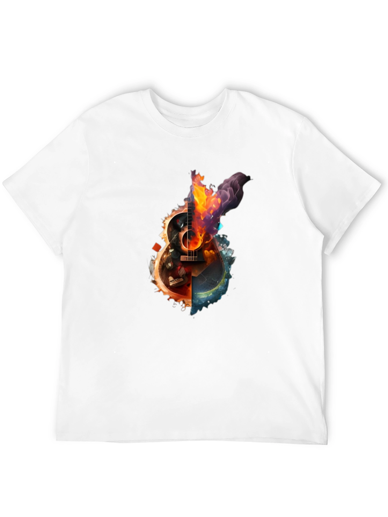 Fiery Guitar Graphic Print T-Shirt