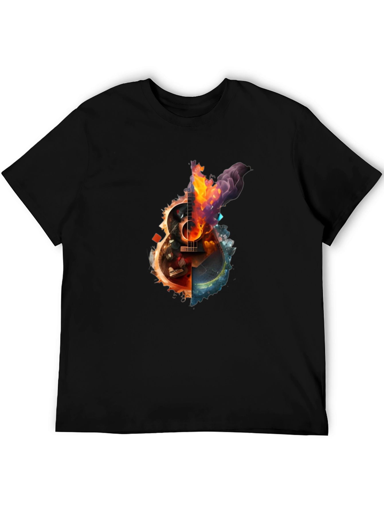 Fiery Guitar Graphic Print T-Shirt