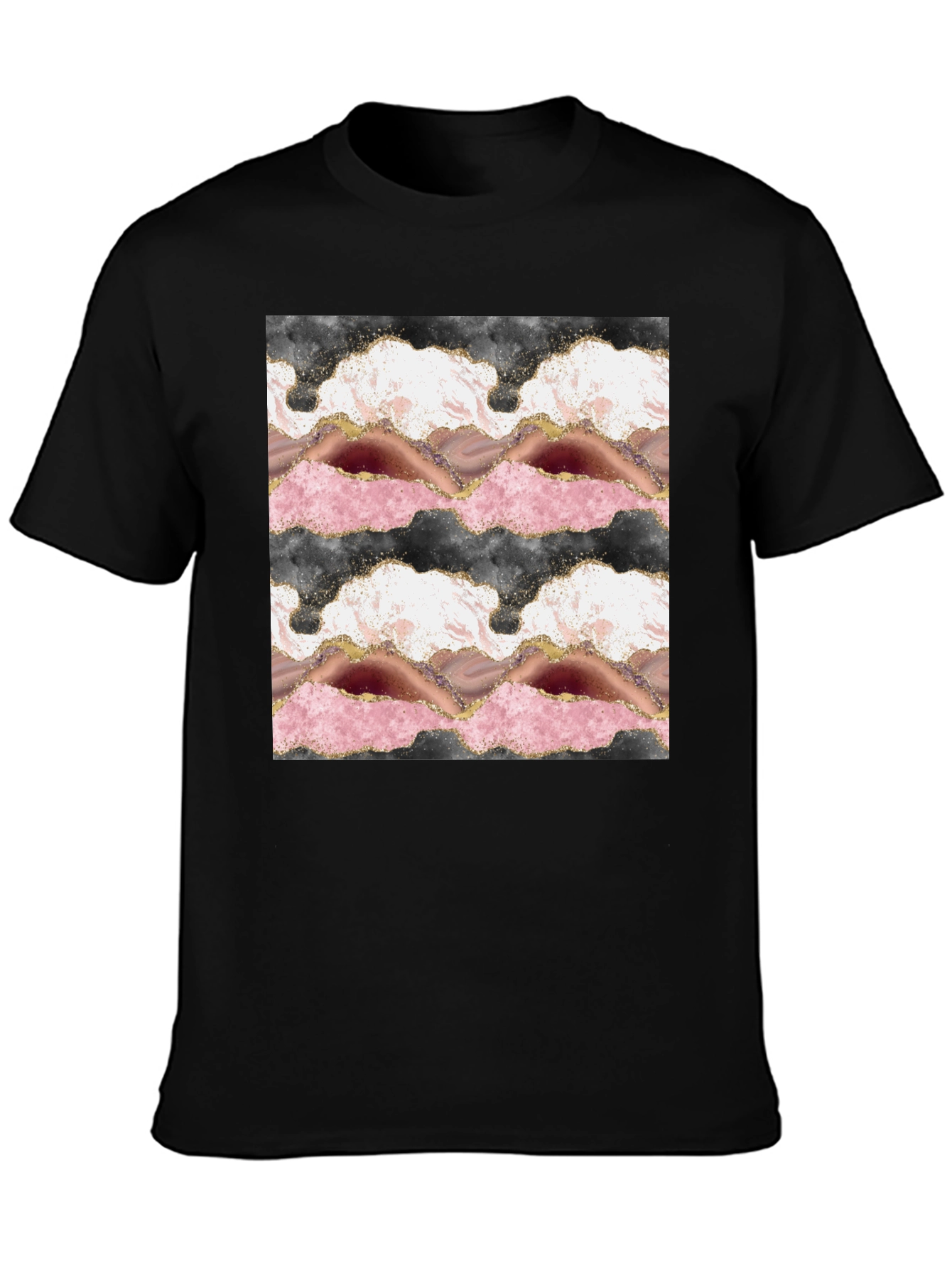 Trendy Agate Print Black T-Shirt