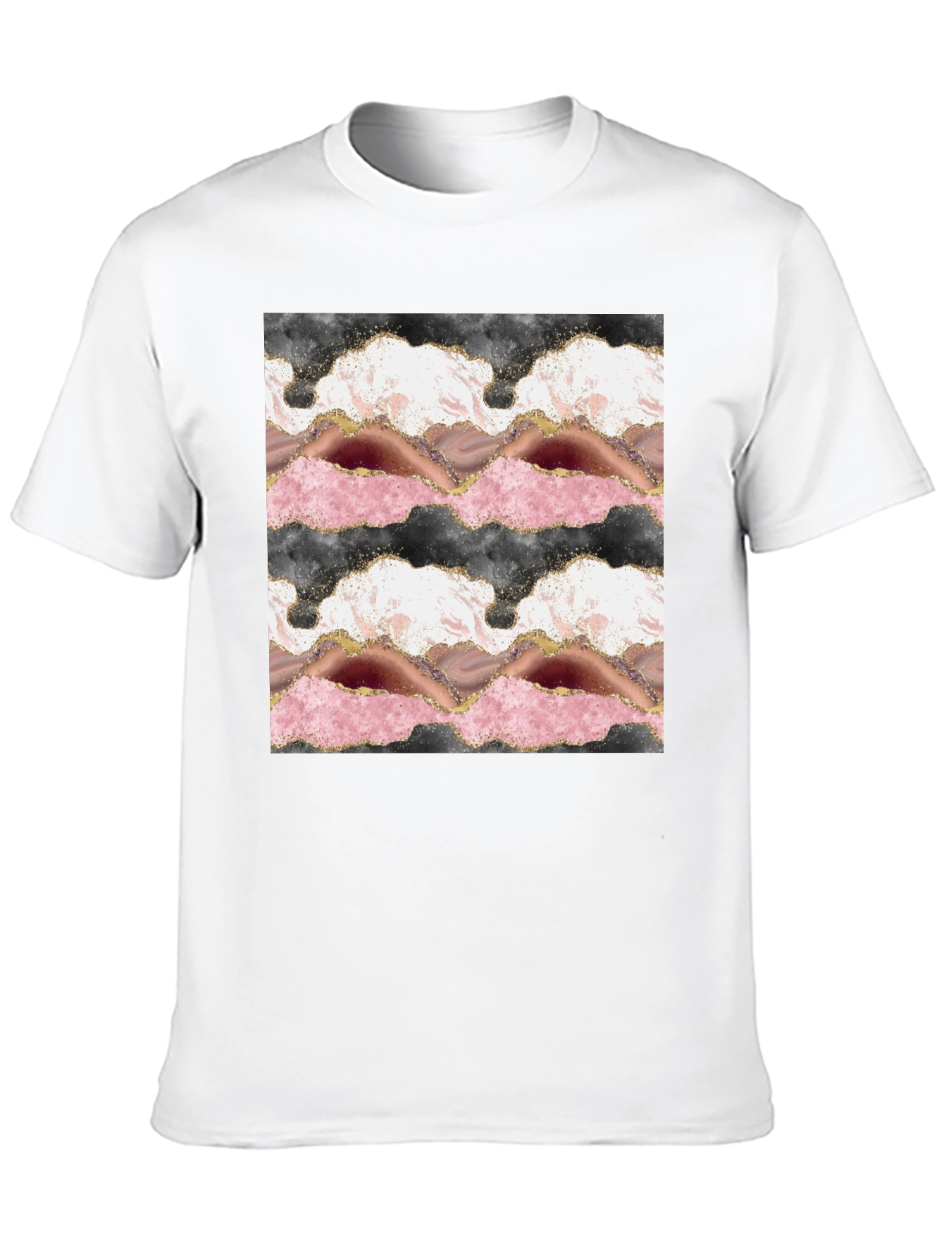 Trendy Agate Print Black T-Shirt