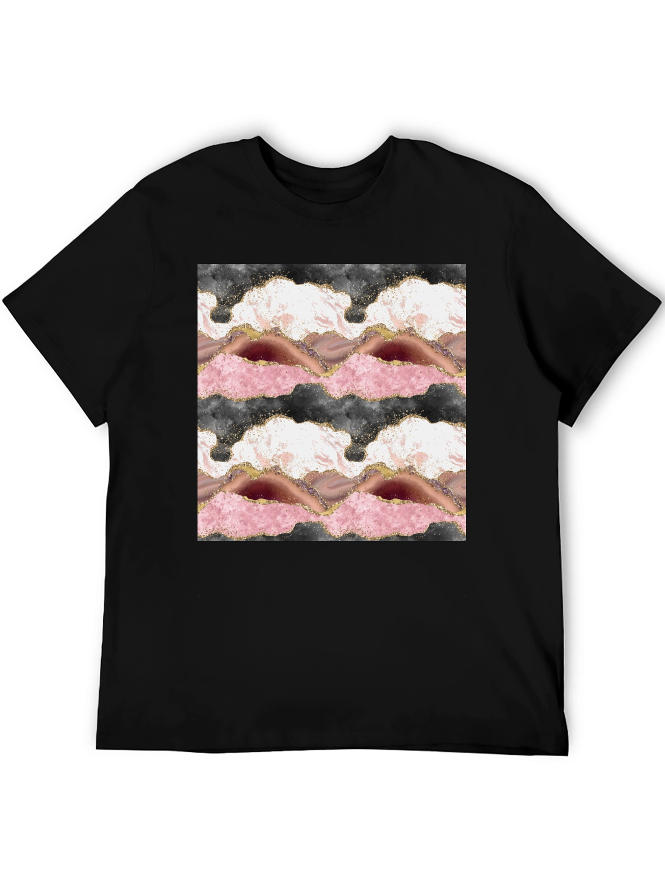 Trendy Agate Print Black T-Shirt