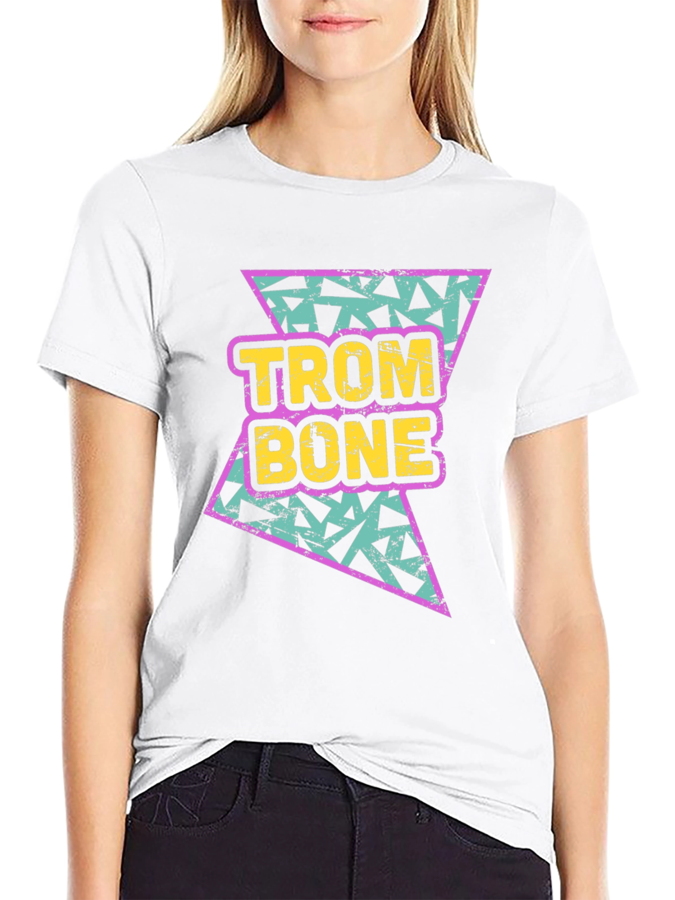 Retro Trombone Graphic Tee - Black Cotton T-Shirt
