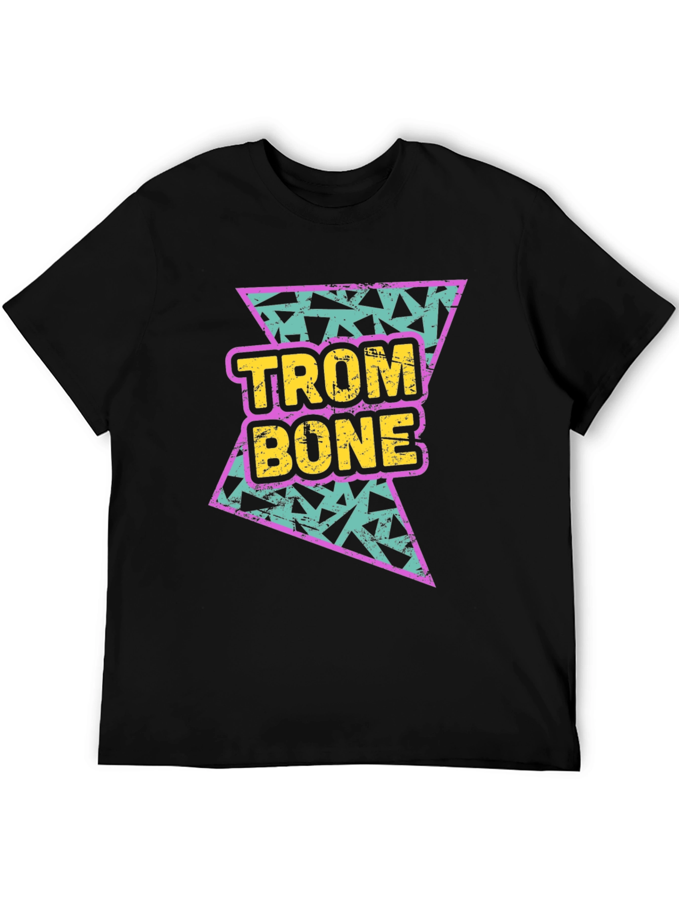 Retro Trombone Graphic Tee - Black Cotton T-Shirt