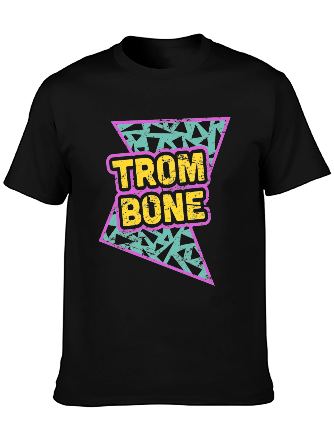 Retro Trombone Graphic Tee - Black Cotton T-Shirt