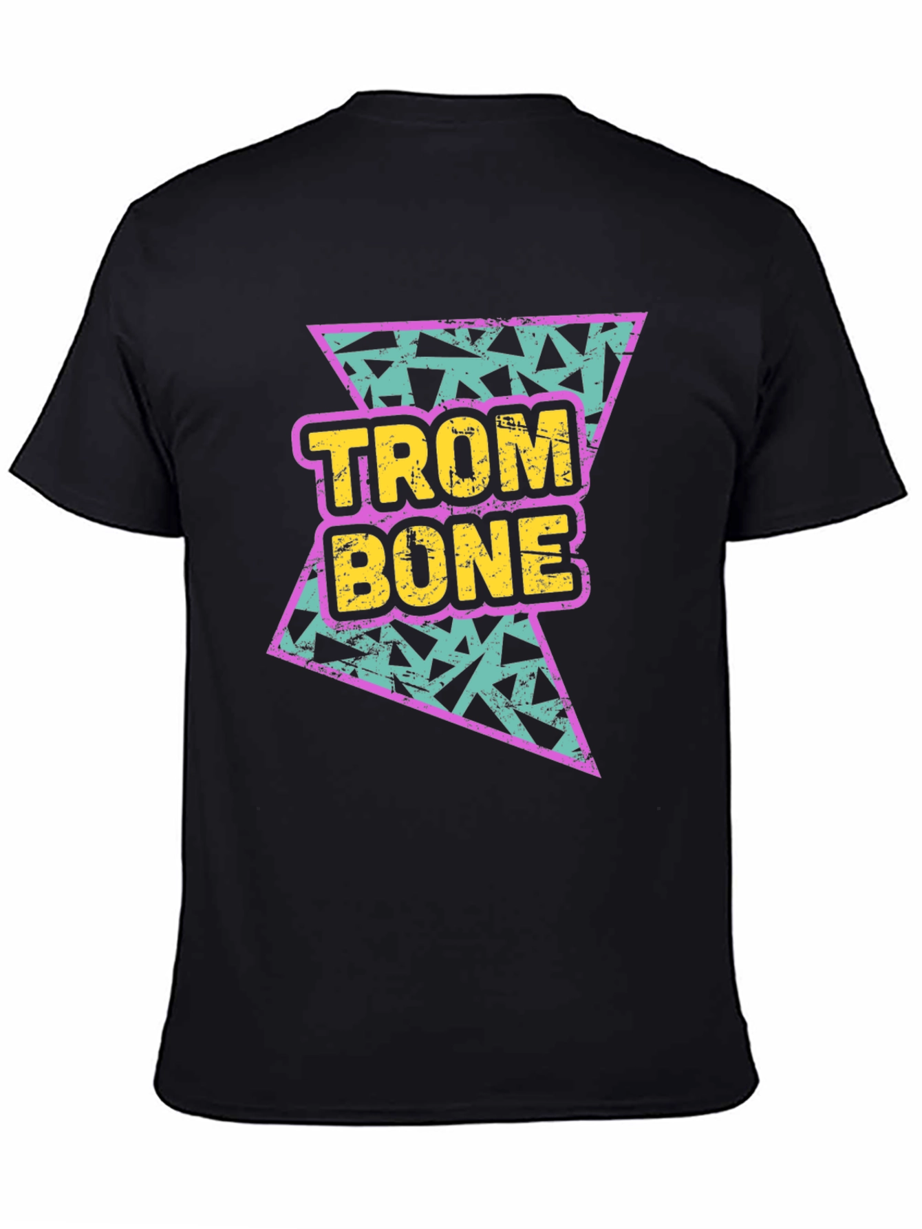 Retro Trombone Graphic Tee - Black Cotton T-Shirt