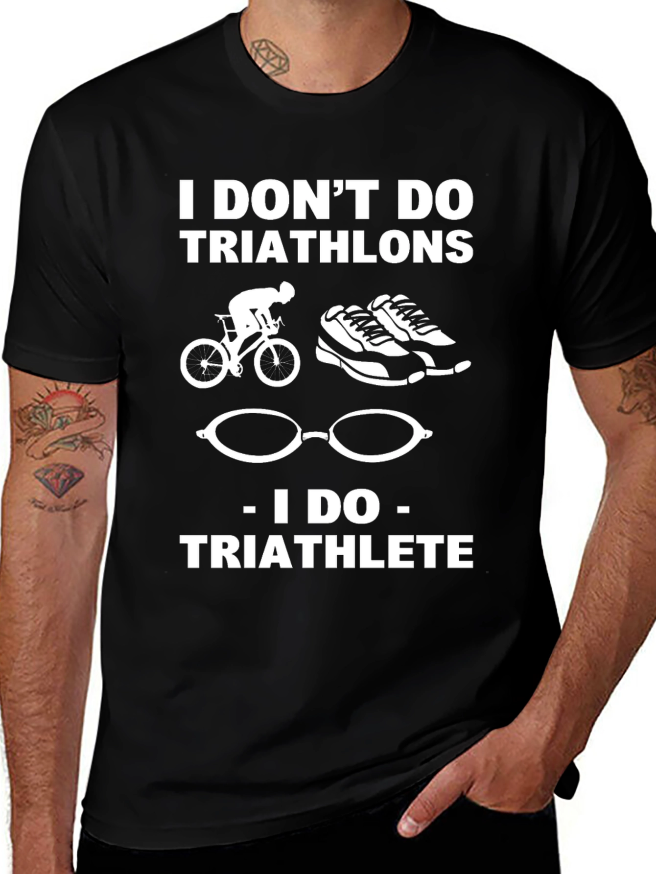 Triathlete Graphic Tee - Black Cotton T-Shirt